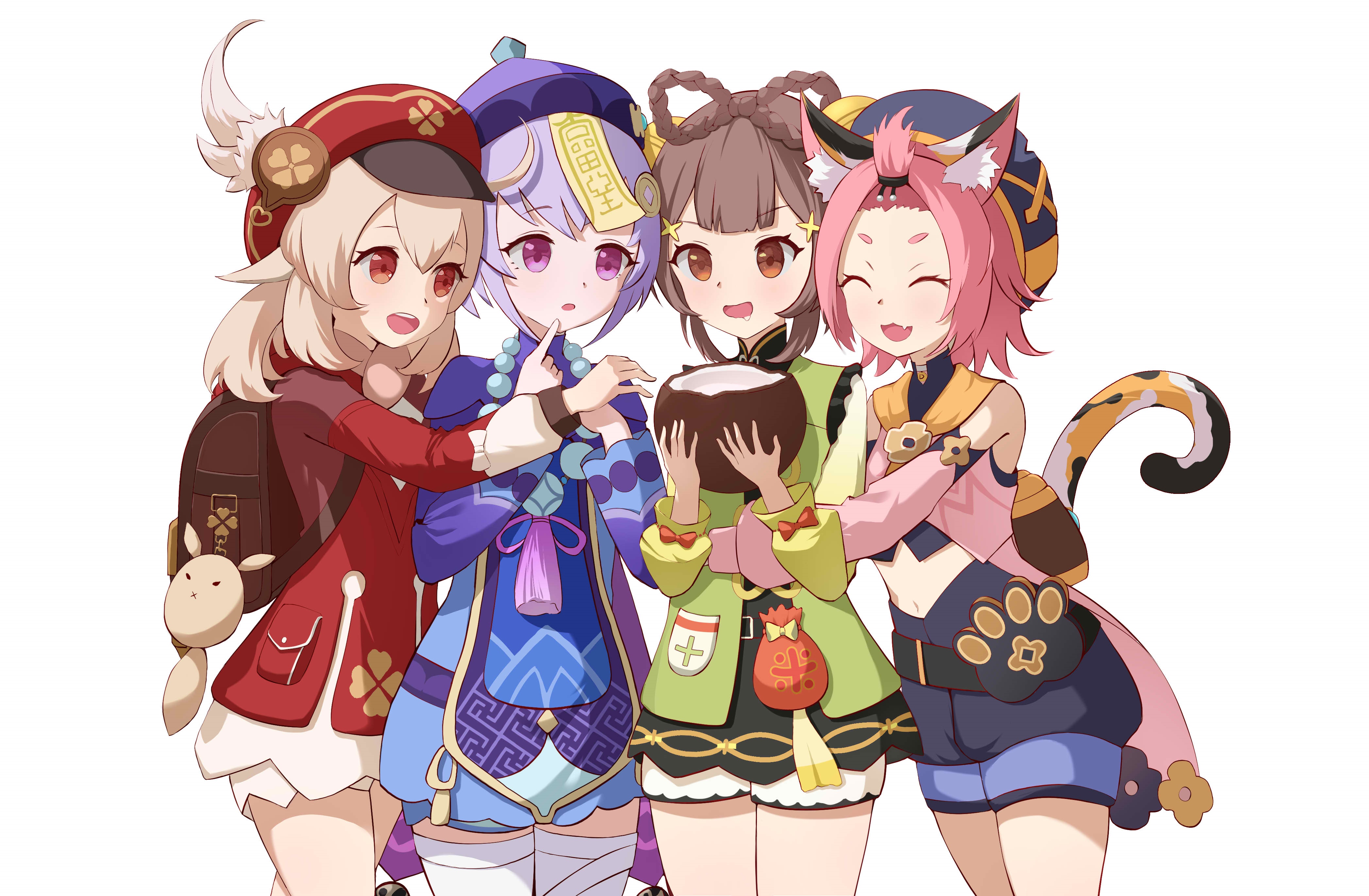 Klee, Qiqi, Diona, and Yaoyao from Genshin Impact HD Wallpaper