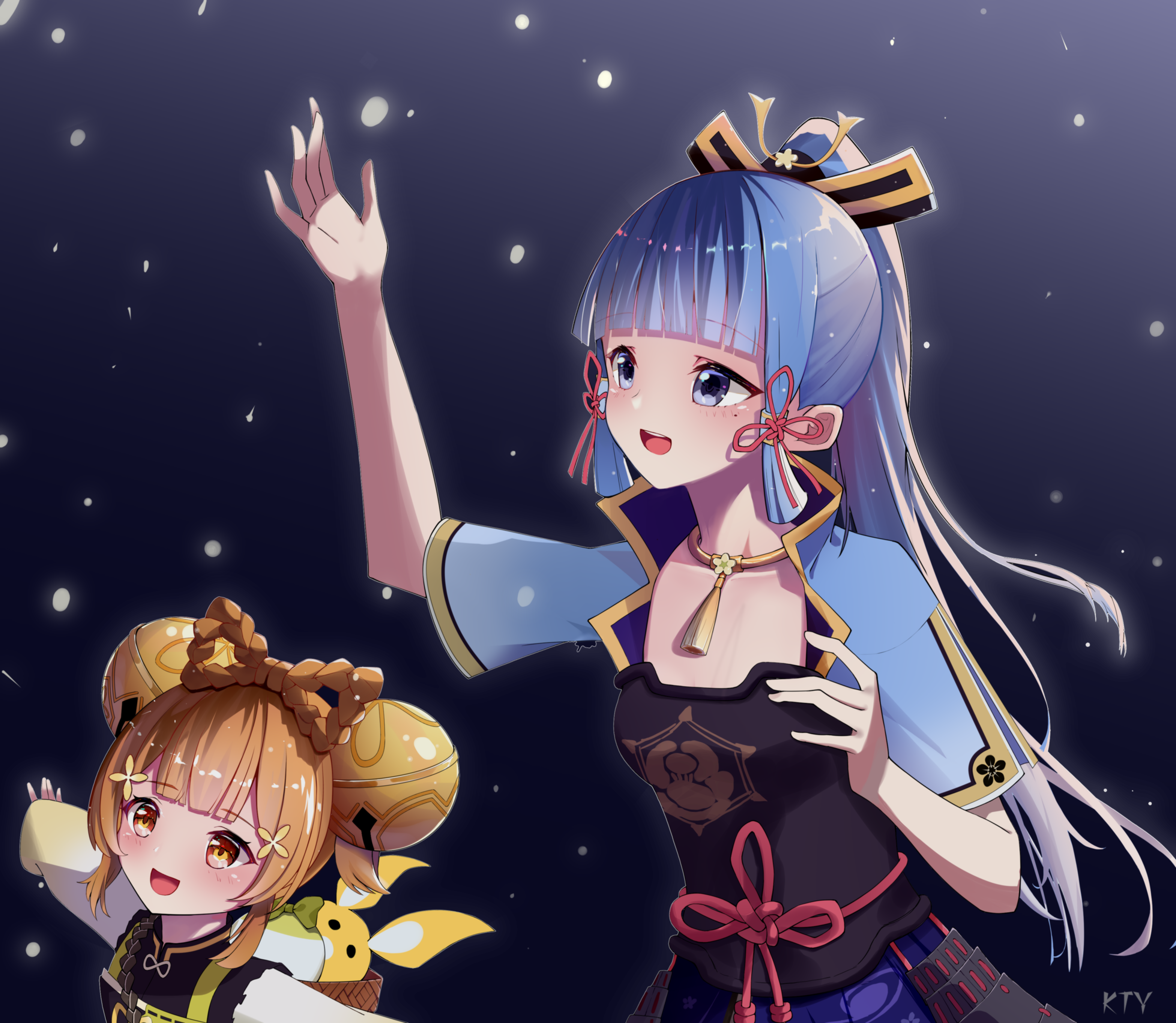 Kamisato Ayaka and Yaoyao from Genshin Impact HD Wallpaper