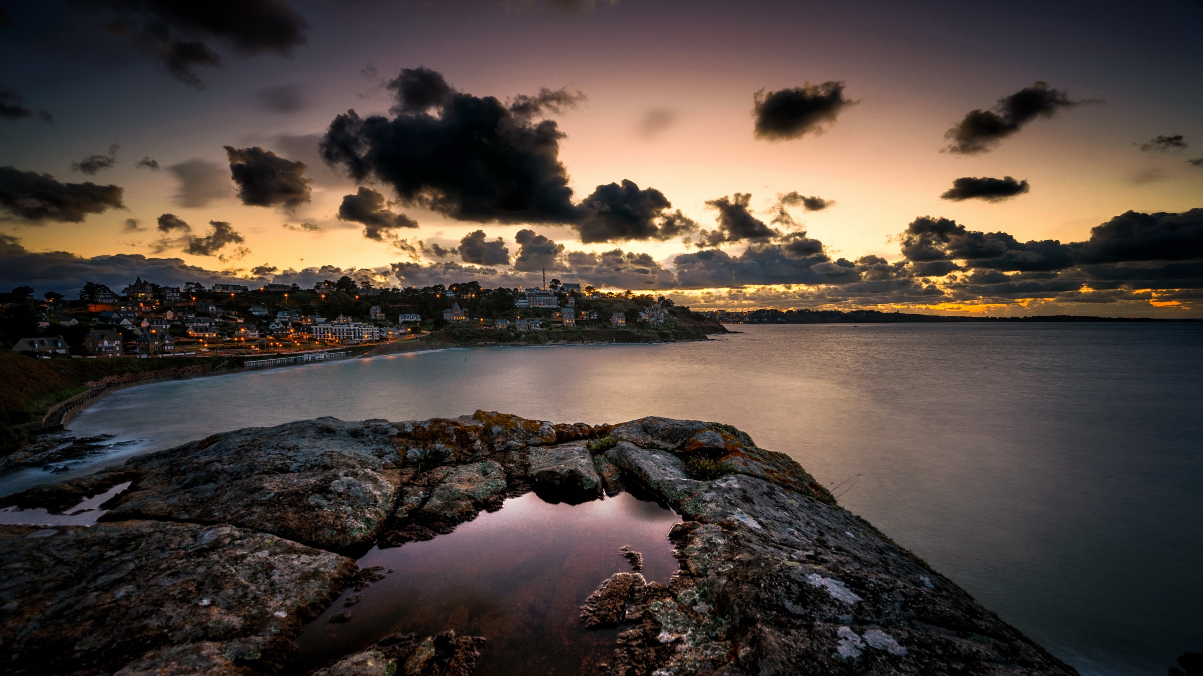 4K Brittany Coast at Sunset HD Wallpaper