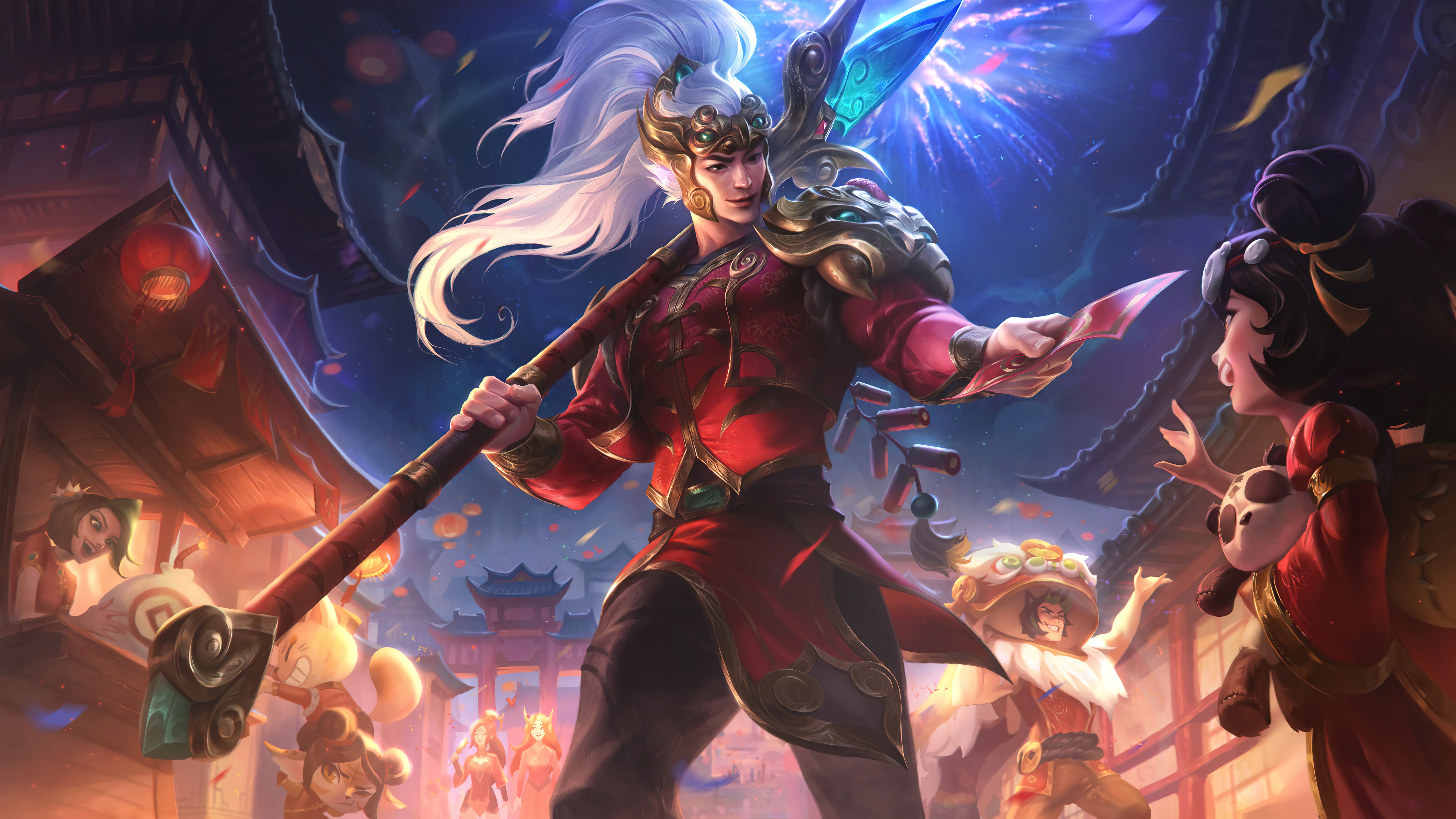 4K League of Legends Xin Zhao Firecracker HD Wallpaper