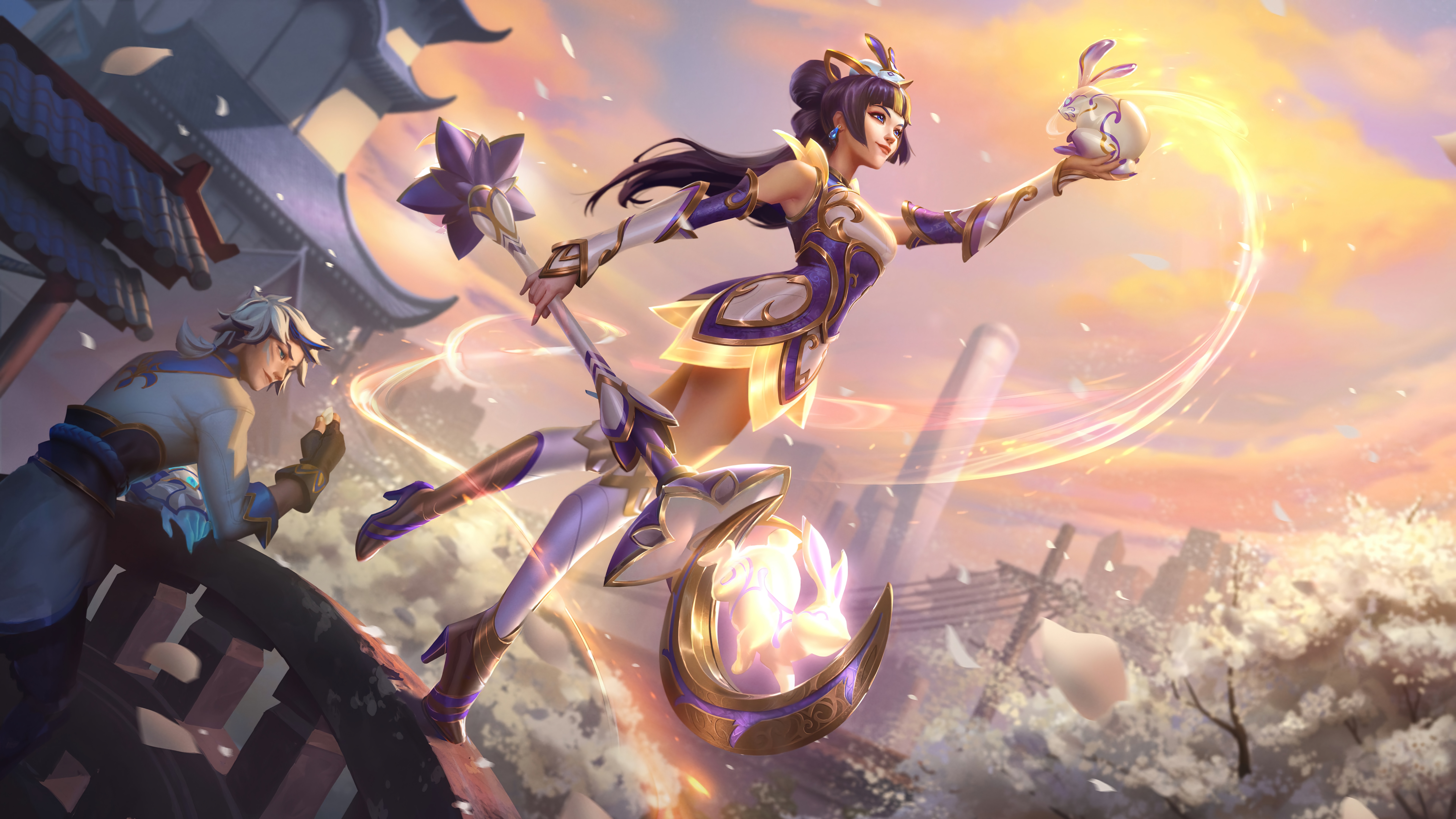 Lux holding a porcelain rabbit in League of Legends HD Wallpaper