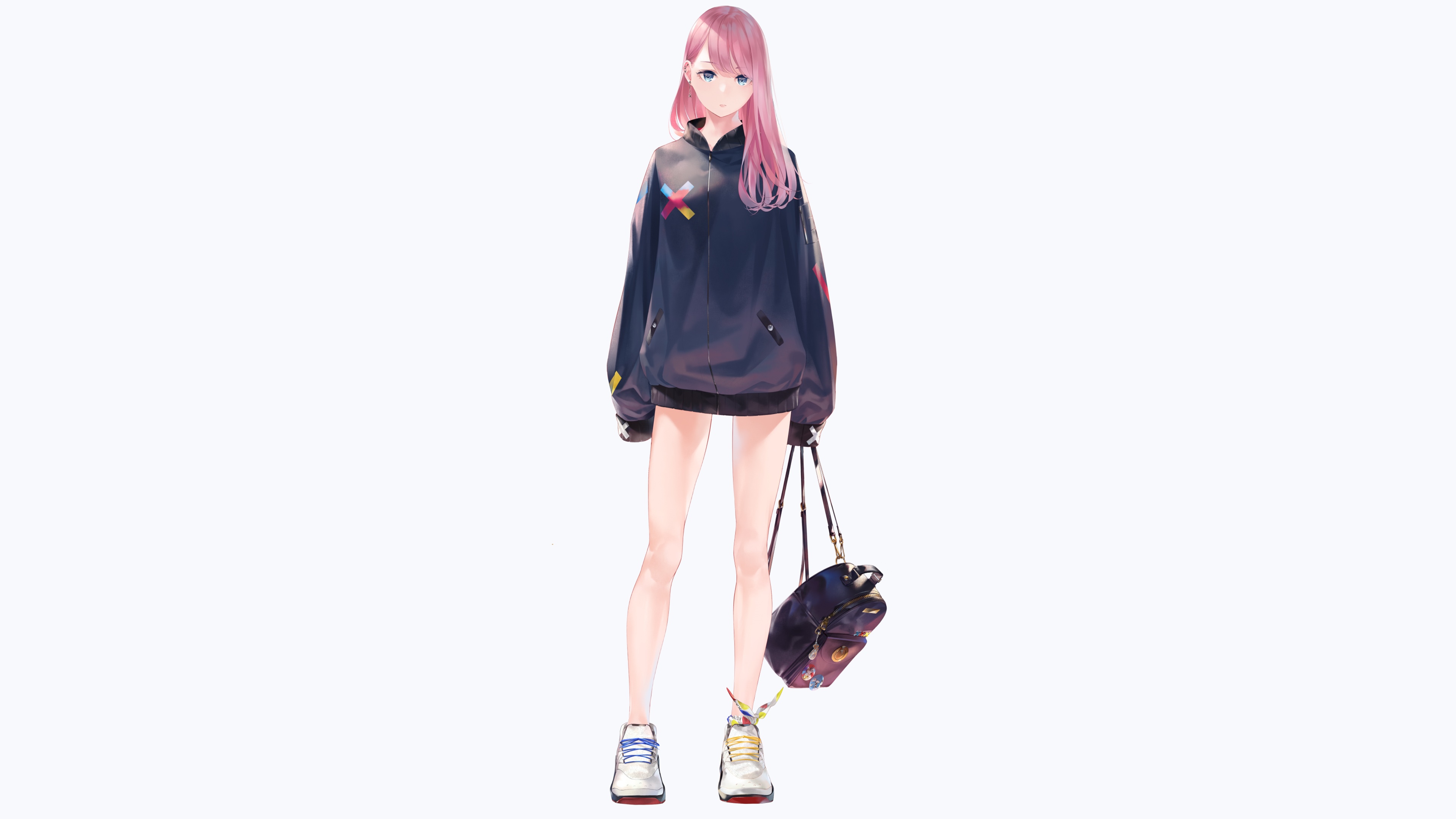 4K Anime Girl with Pink Hair and Blue Eyes HD Wallpaper