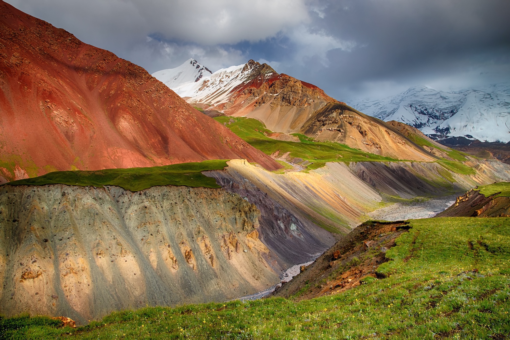 Colorful mountains in the Pamir Mountains, Kyrgyzstan HD Wallpaper