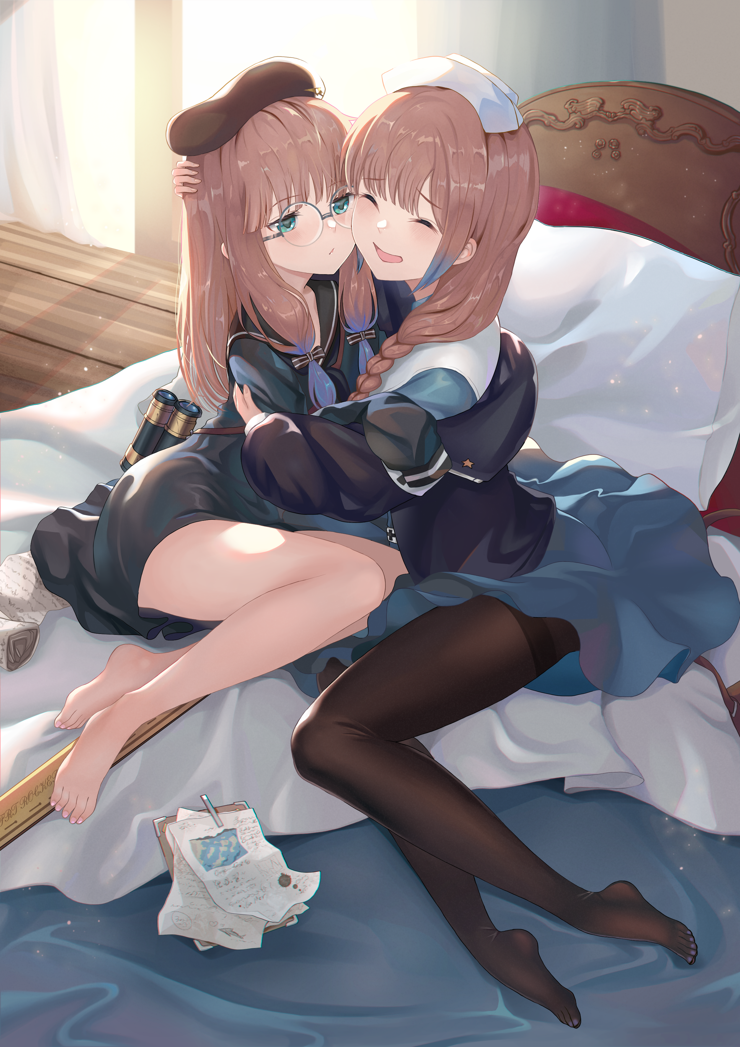 Fate/Grand Order: Two girls hugging in bed HD Phone Wallpaper