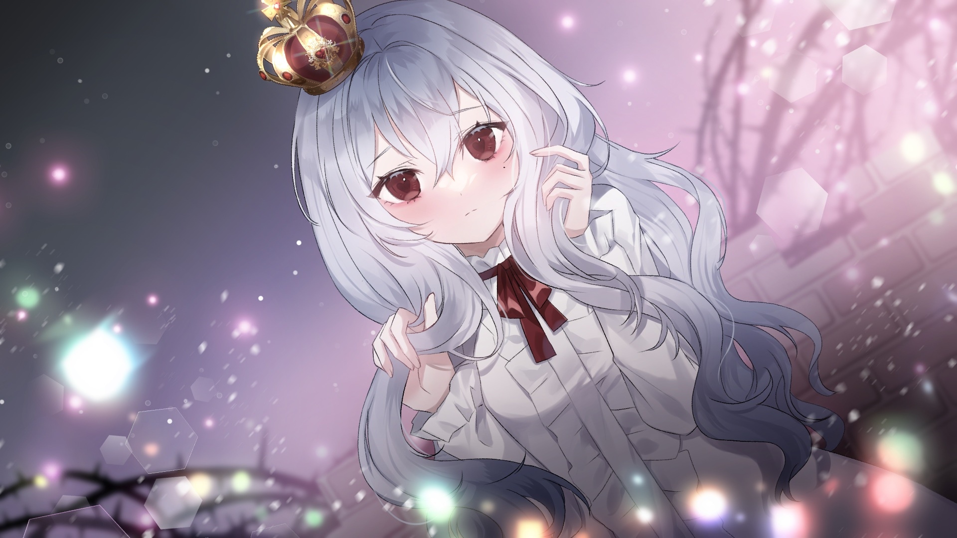 Girl with silver hair and crown HD Wallpaper