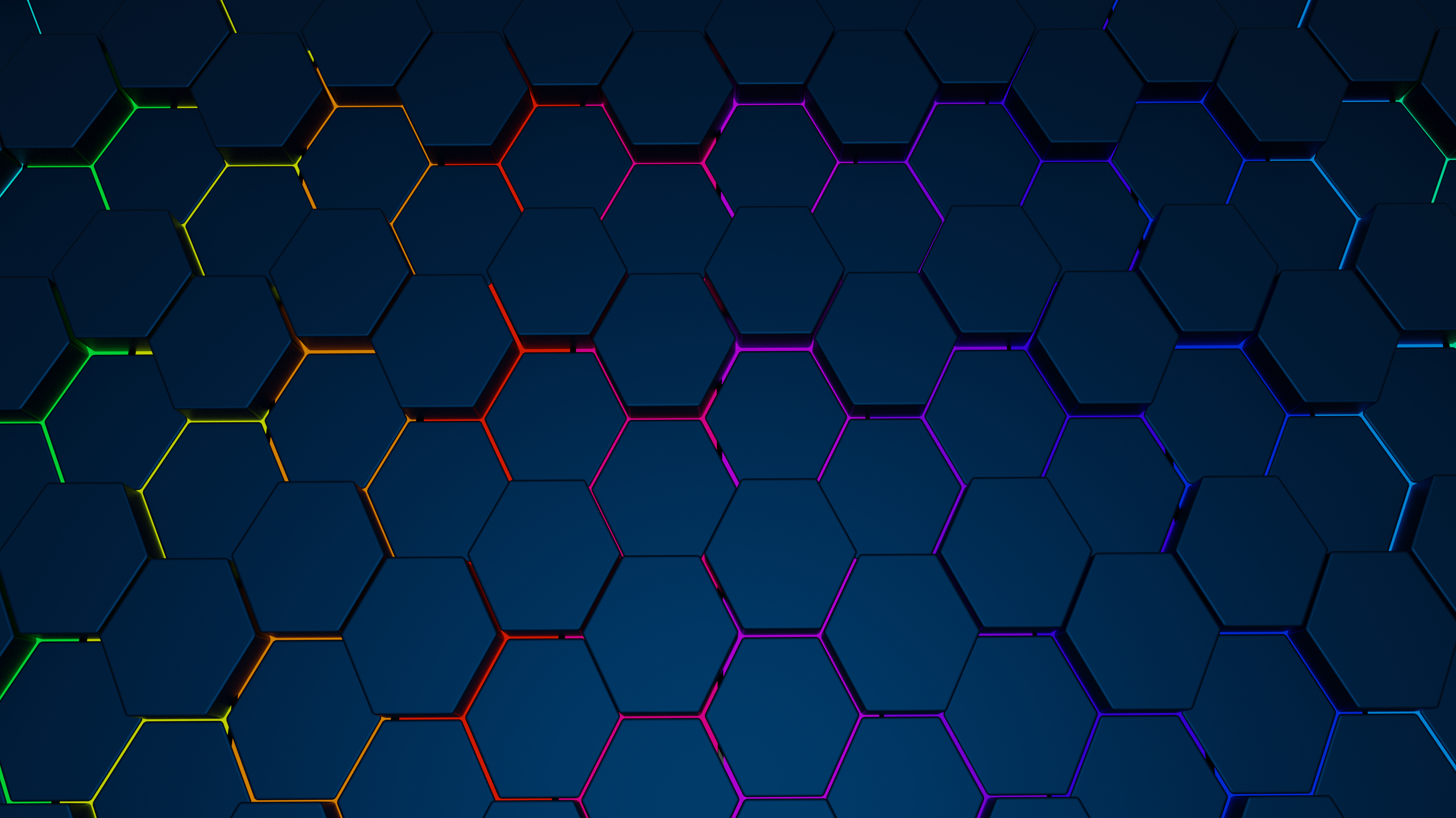 4K Abstract Hexagon Texture with RGB Glow HD Wallpaper