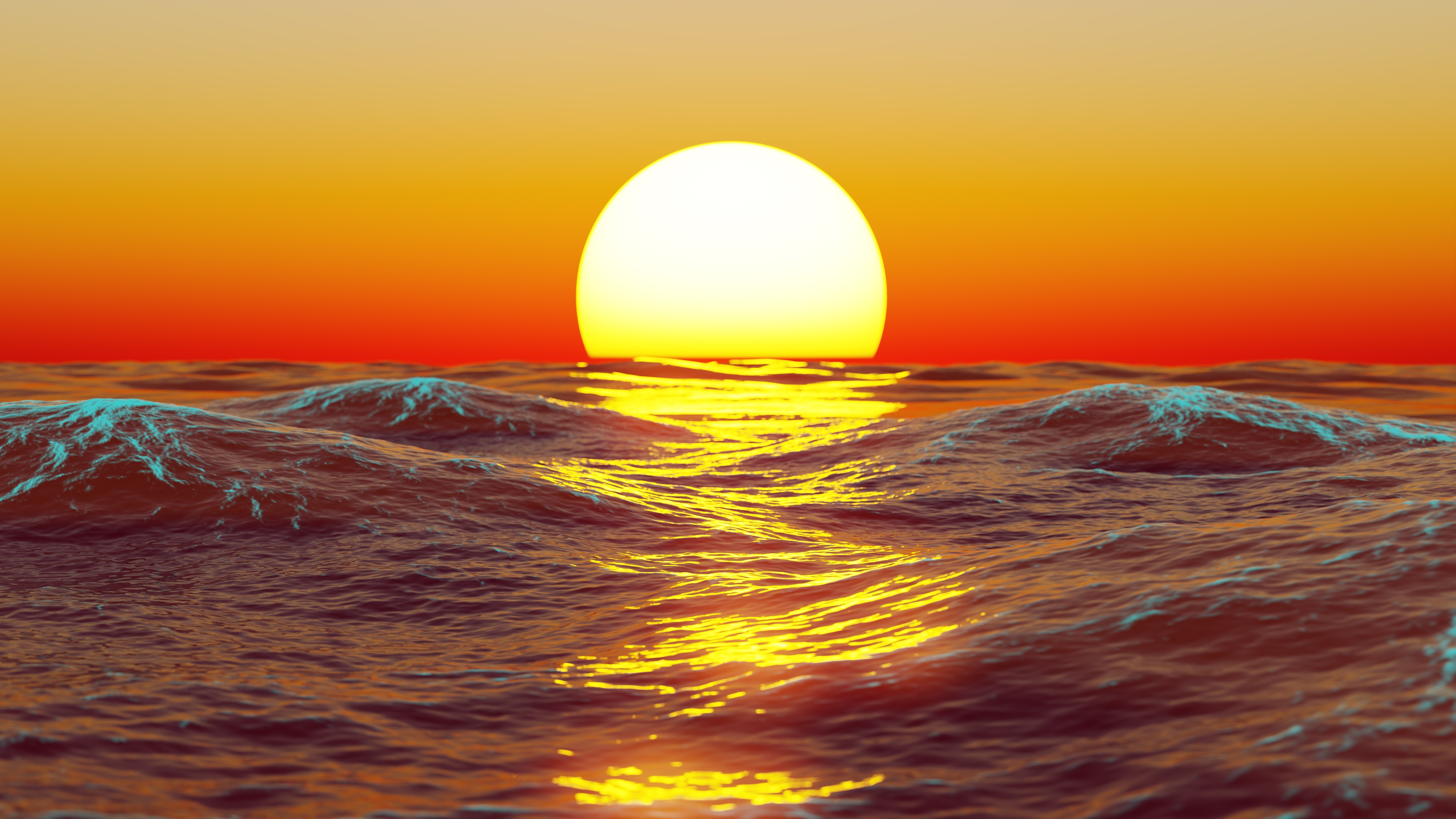 4K Sunset Over Ocean Waves HD Wallpaper