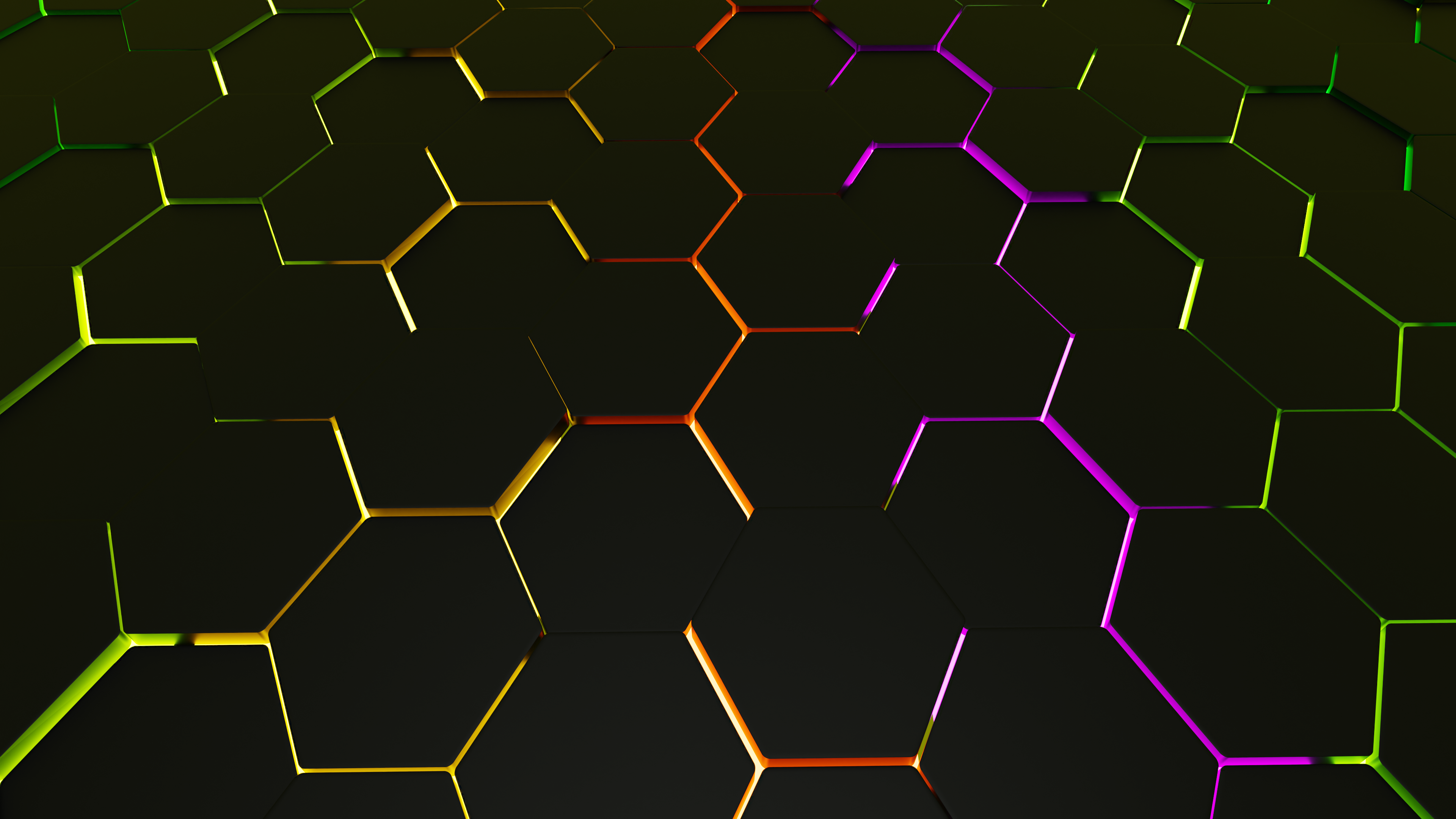 3D Abstract Hexagon Pattern with Neon Glow HD Wallpaper