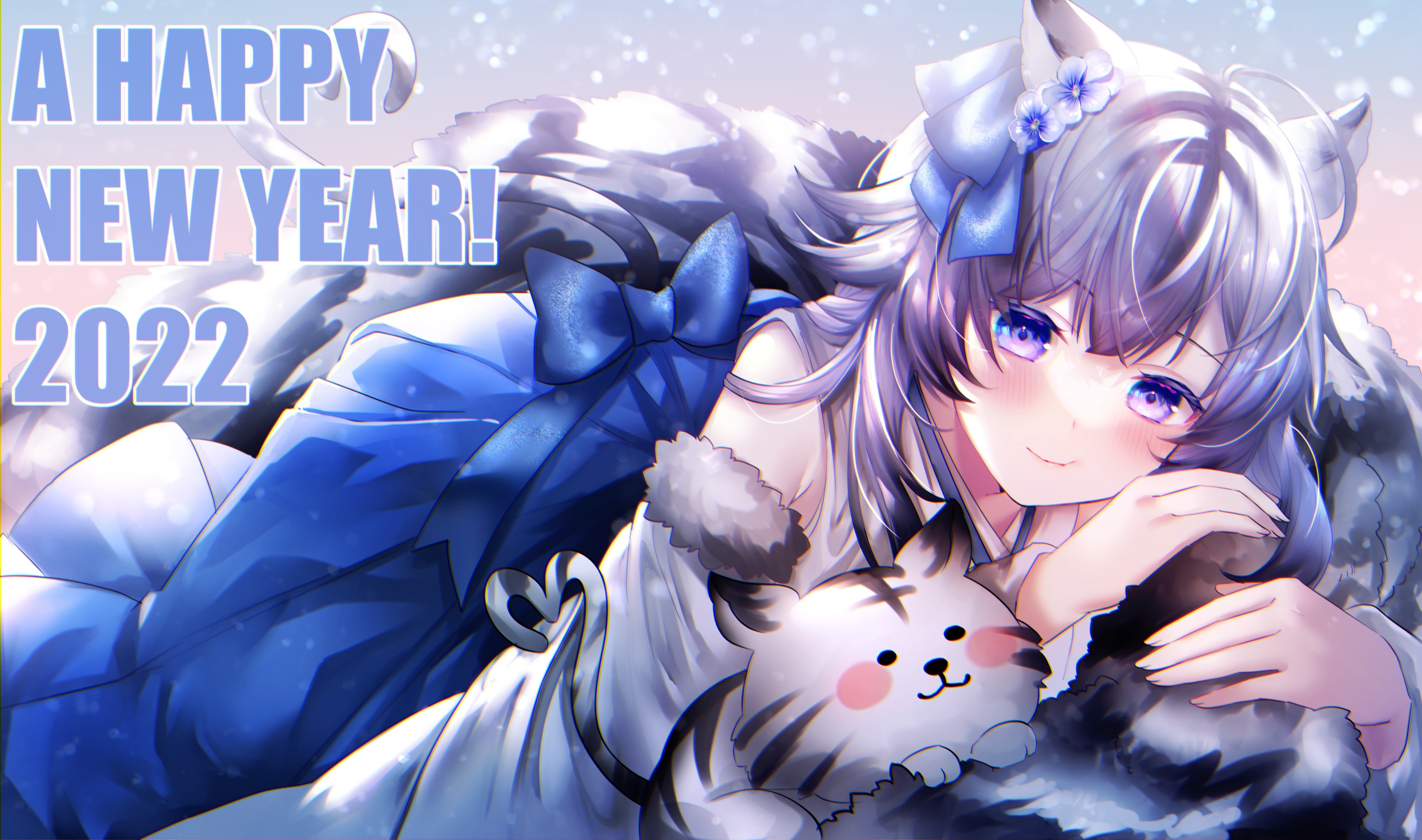 A Happy New Year 2022 Cat Girl HD Wallpaper
