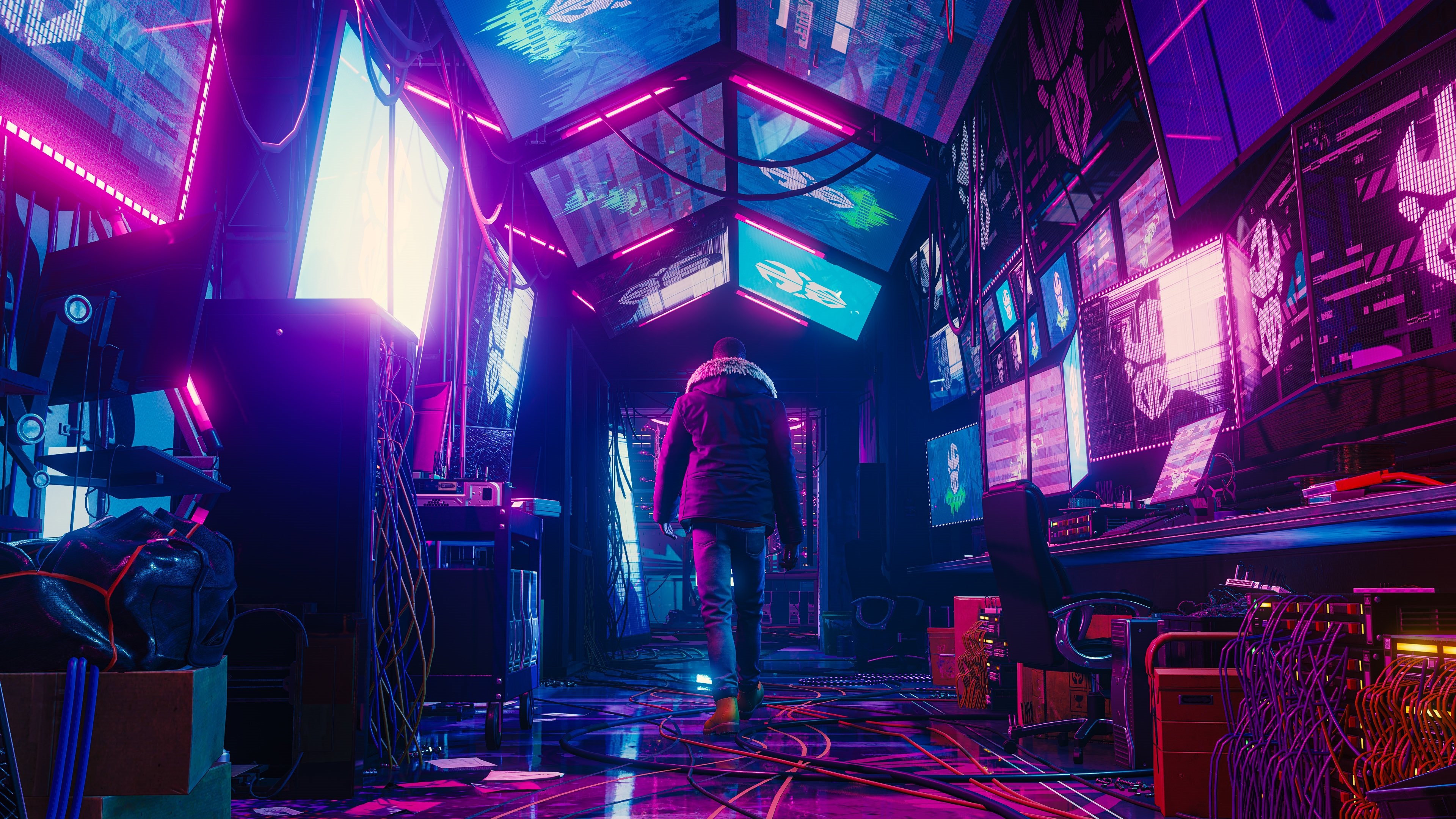 Spider-Man Miles Morales in a futuristic room HD Wallpaper