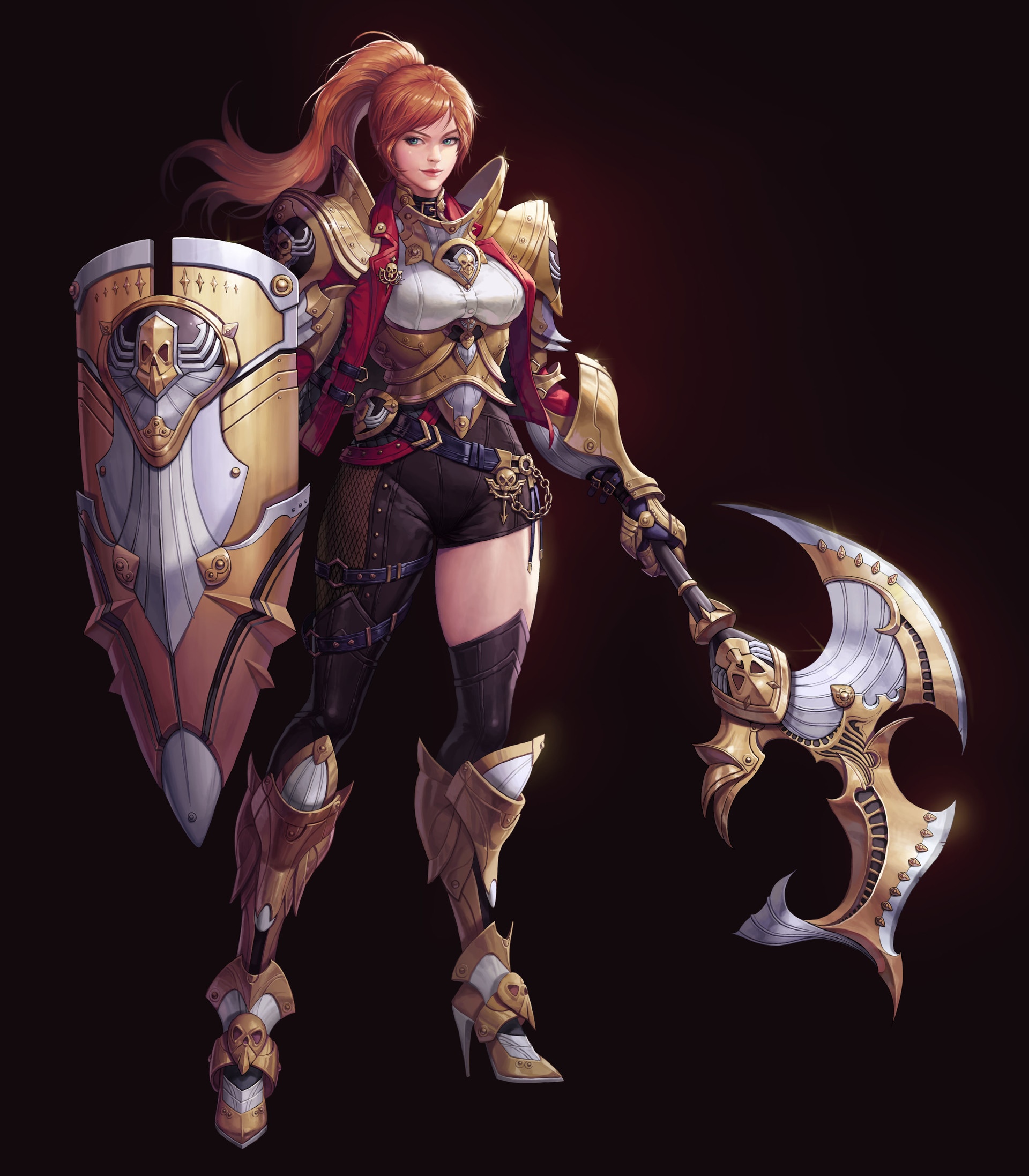 Warrior woman with shield and axe by Minsook An HD Phone Wallpaper