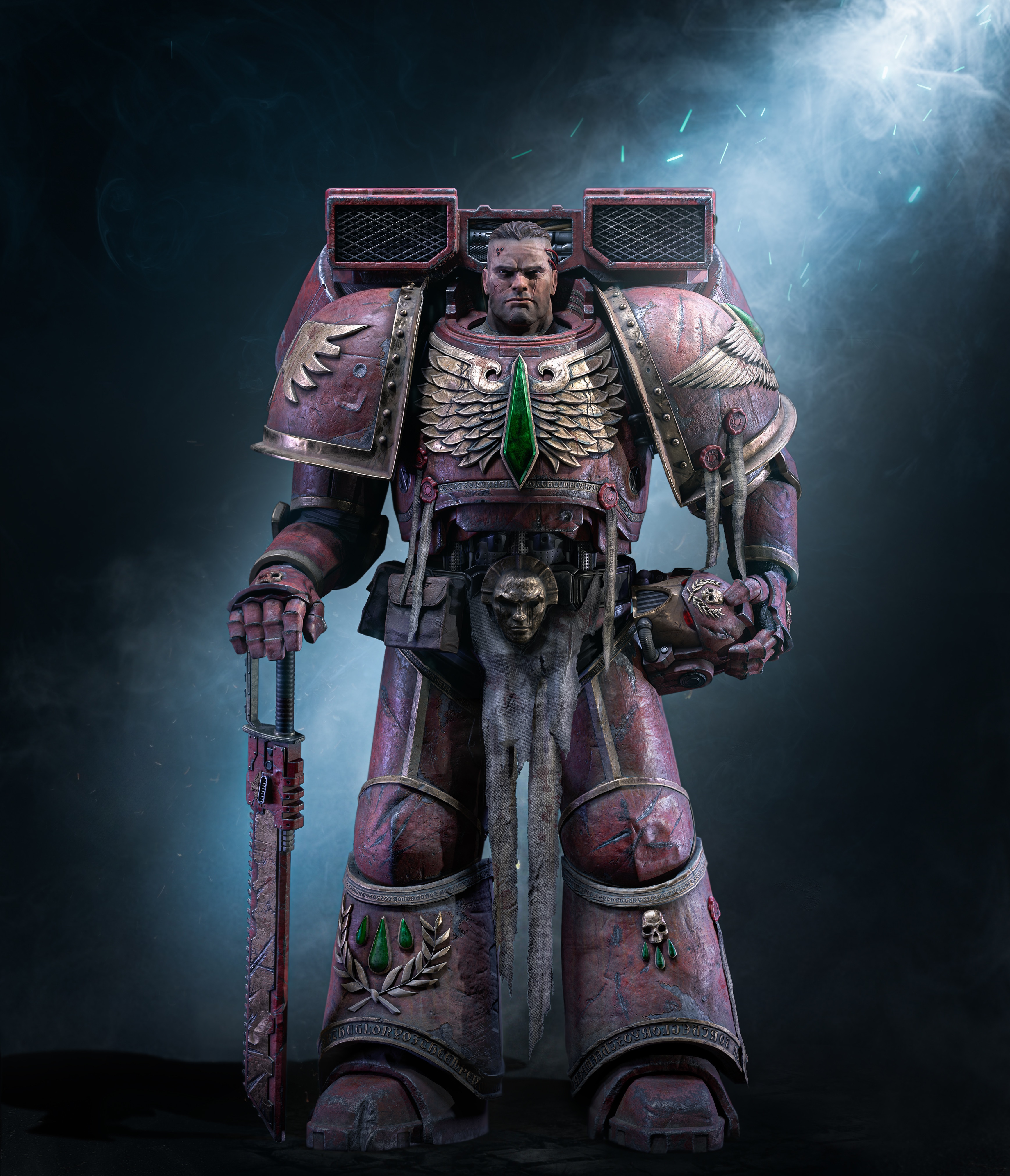 Warhammer 40,000 Space Marine with Chainsword HD Phone Wallpaper