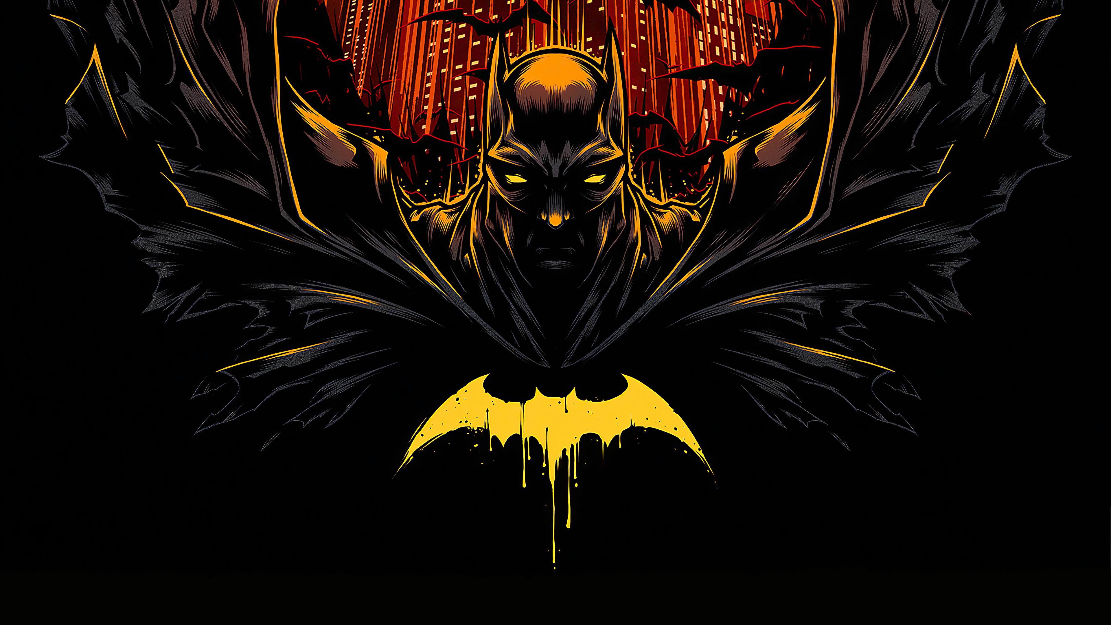 4K Batman Logo with Cityscape HD Wallpaper