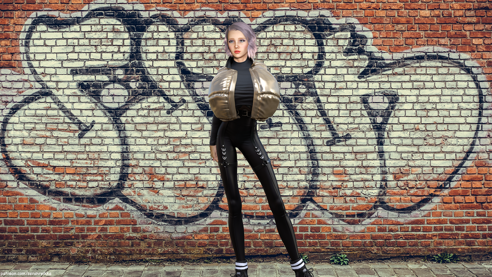 Virtual model Serah with pink hair in Los Angeles HD Wallpaper