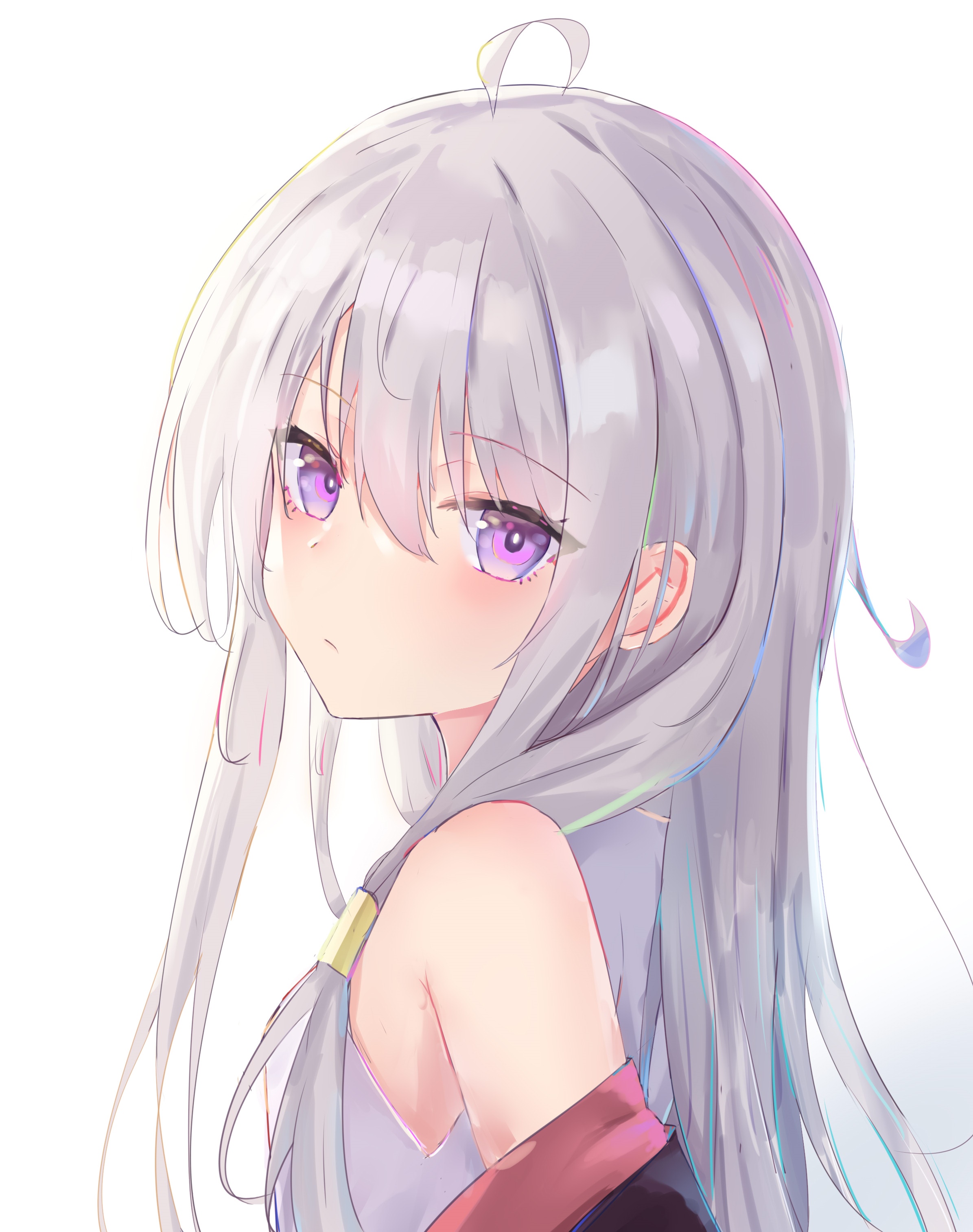 Elaina from Majo no Tabitabi with silver hair and purple eyes HD Phone Wallpaper