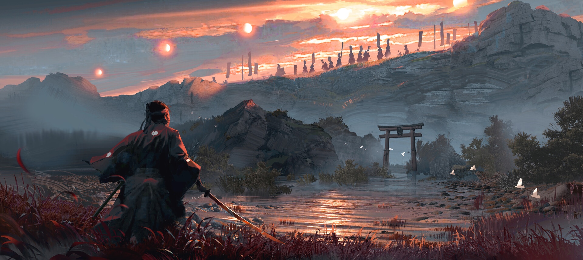 Ghost of Tsushima Samurai at Sunset HD Wallpaper