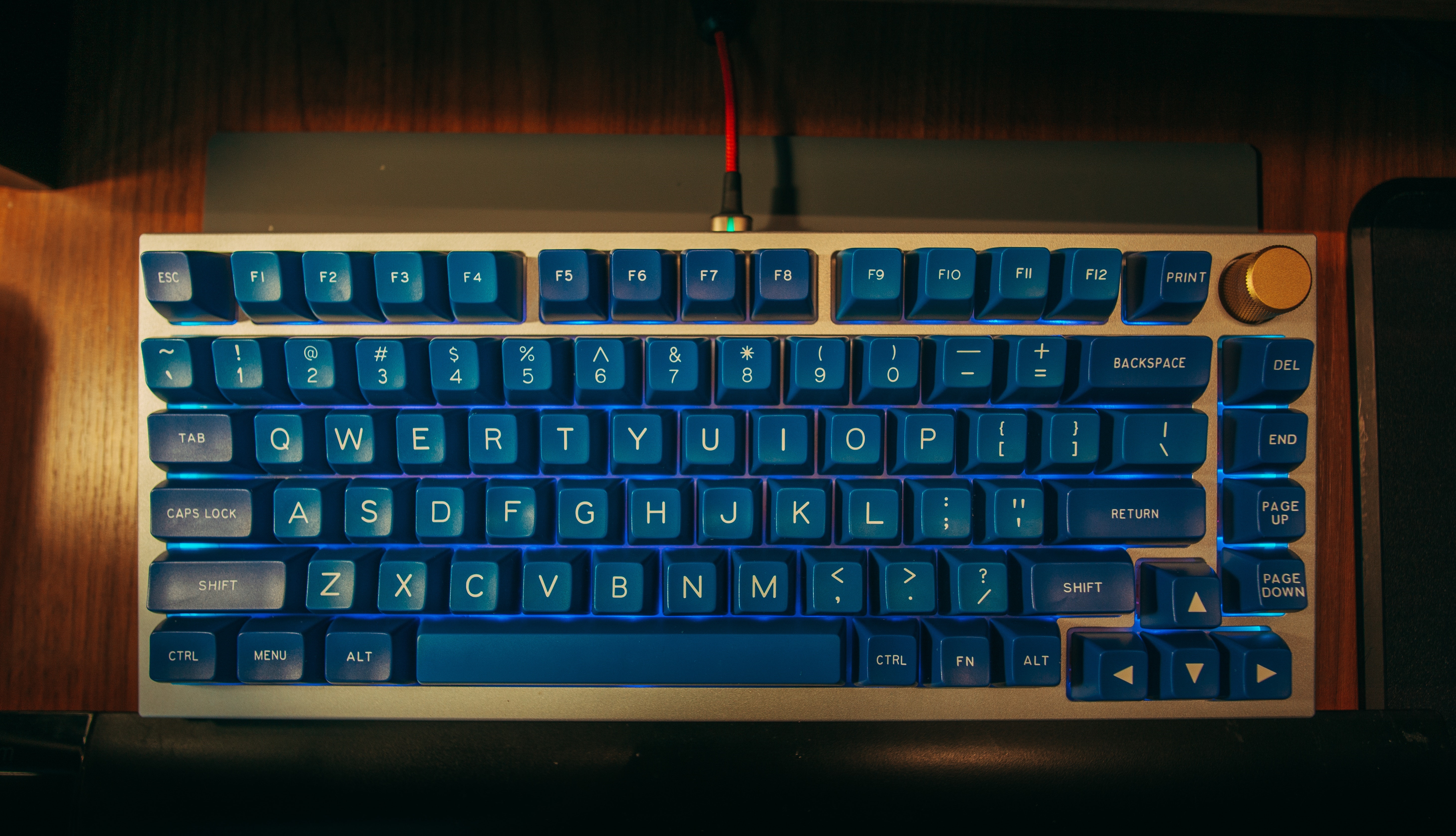 4K Mechanical Keyboard with Blue Keycaps HD Wallpaper