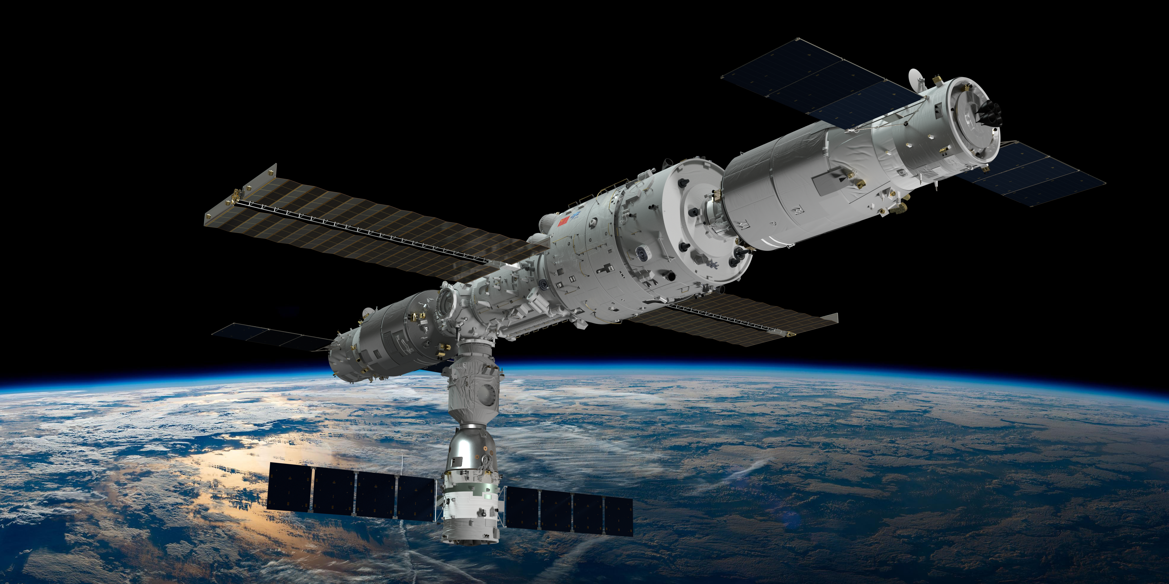 4K China Space Station orbital view HD Wallpaper
