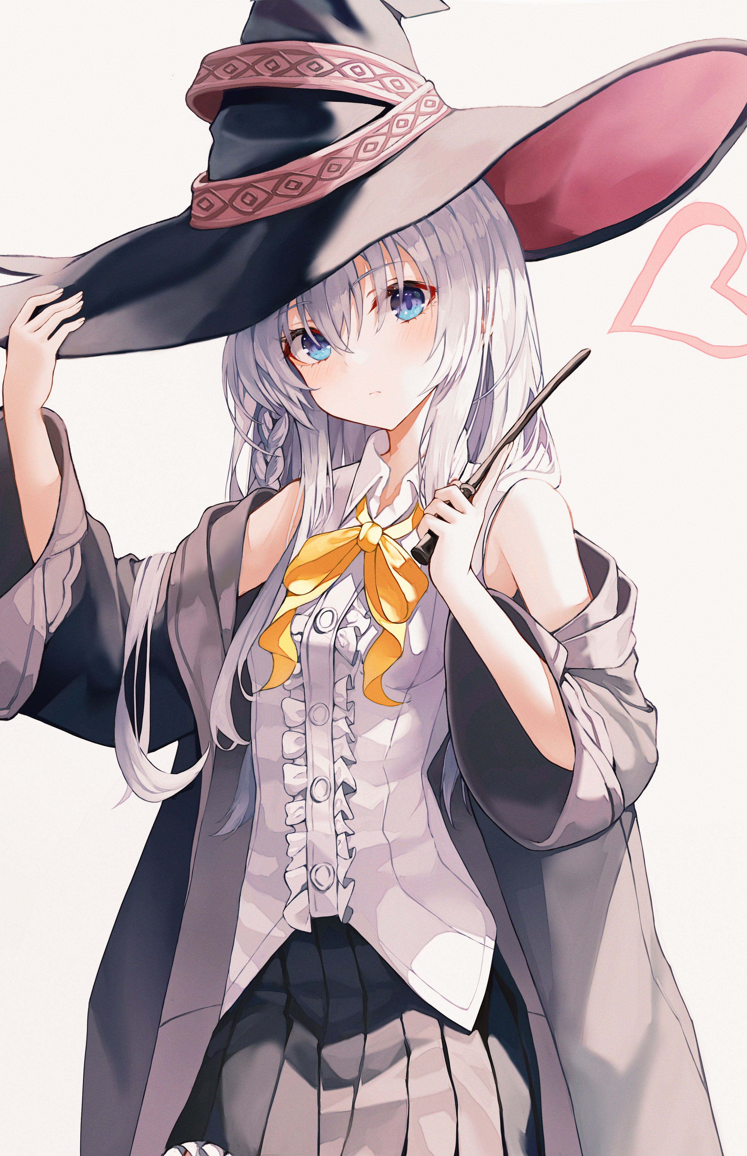 Elaina the witch with a wand and hat HD Phone Wallpaper