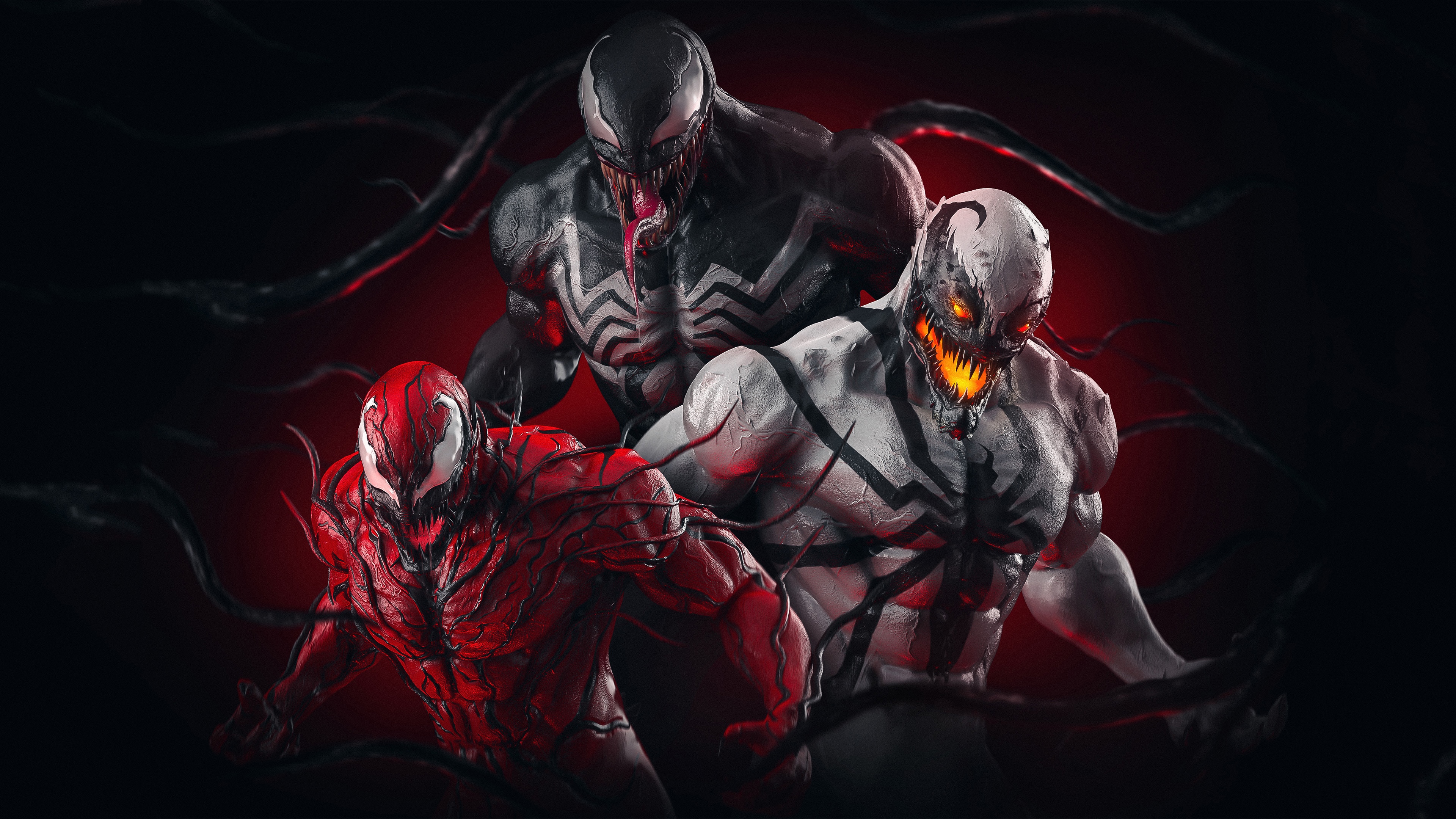 Venom, Carnage, and Anti-Venom 4K HD Wallpaper