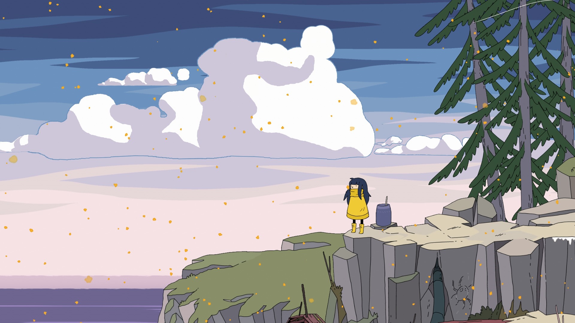 Minute of Islands: Girl on a Cliff Overlooking the Sea HD Wallpaper