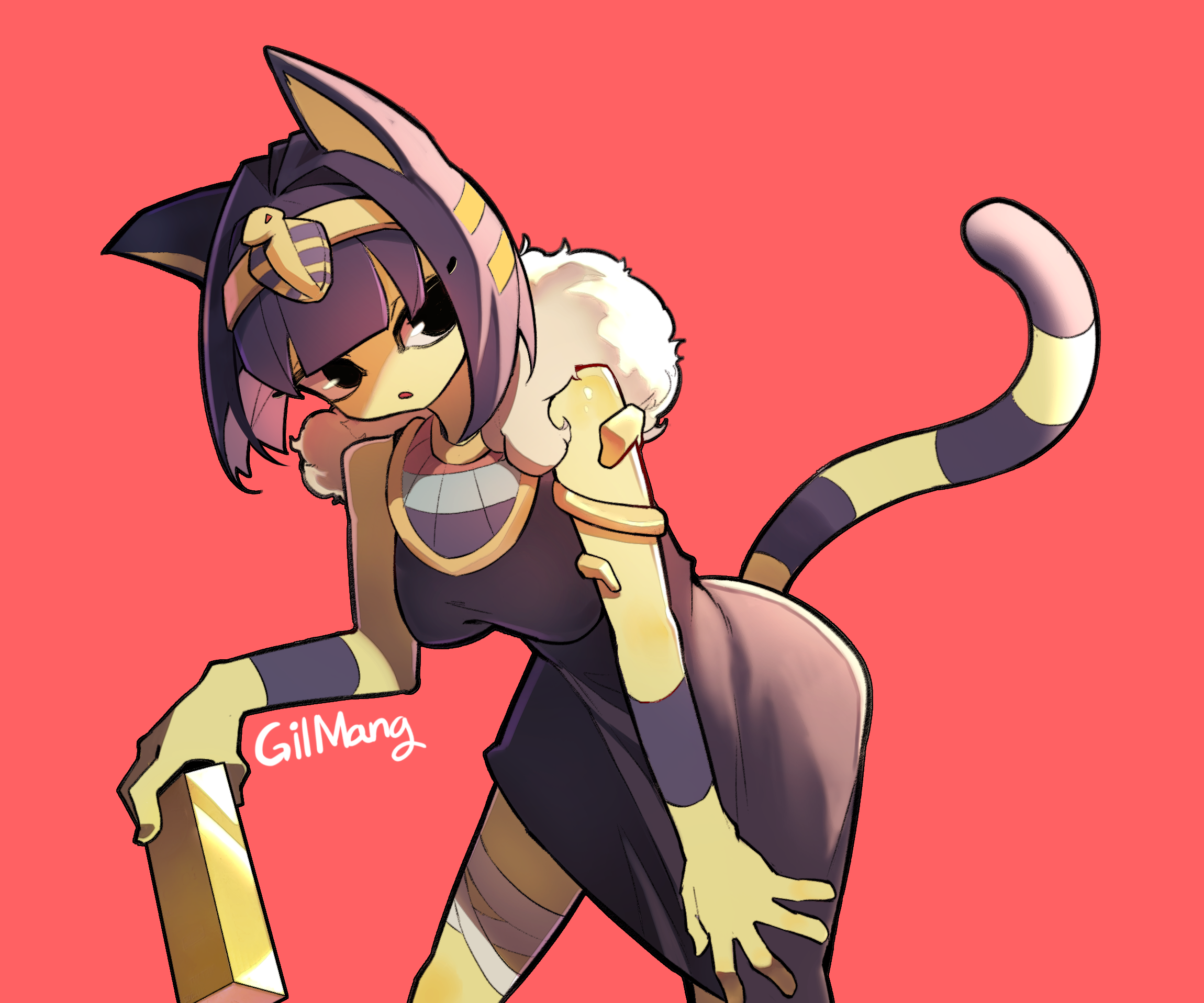 Ankha from Animal Crossing with cat ears and tail HD Wallpaper