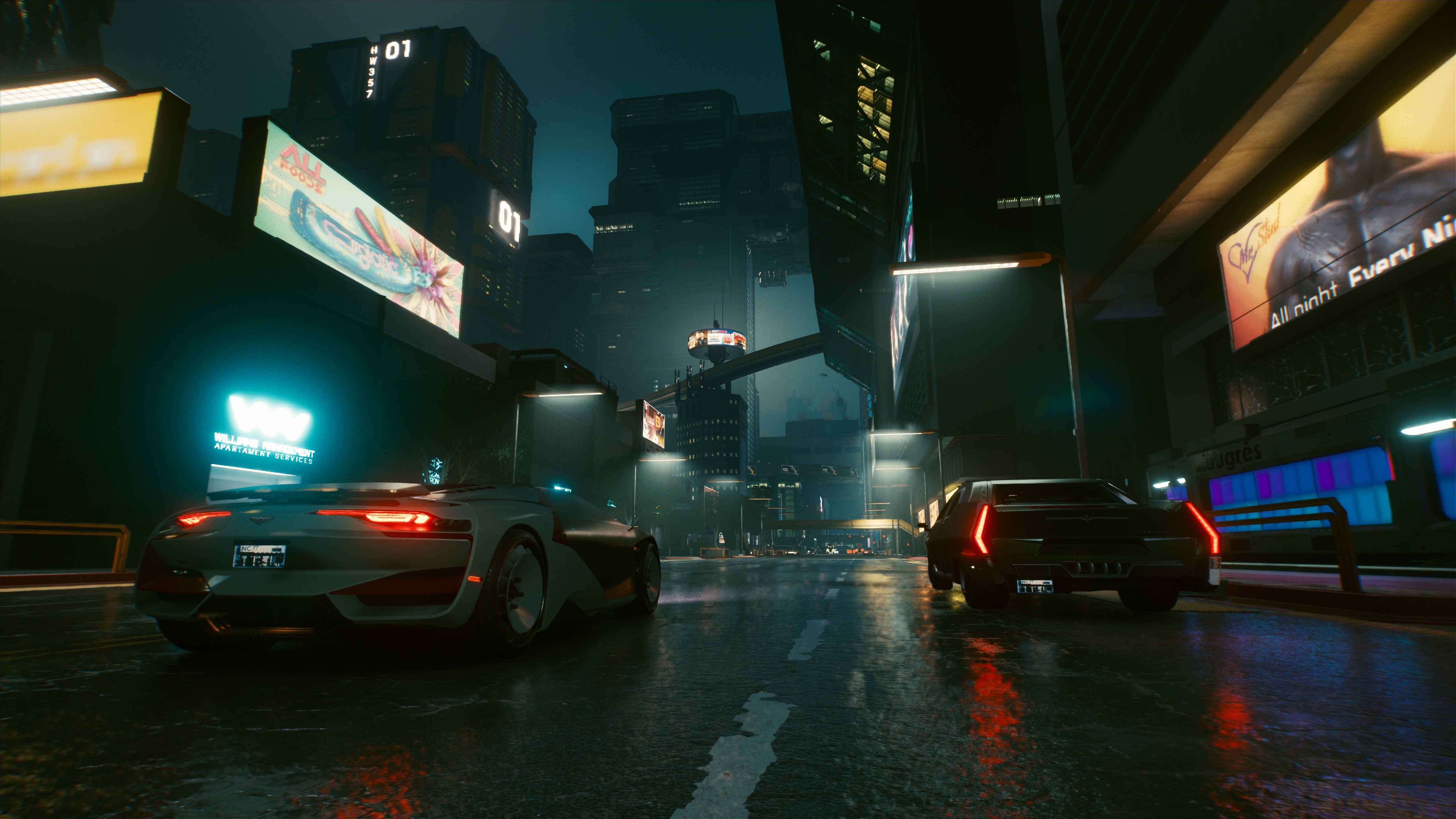 4K Cyberpunk 2077 futuristic city street HD Wallpaper