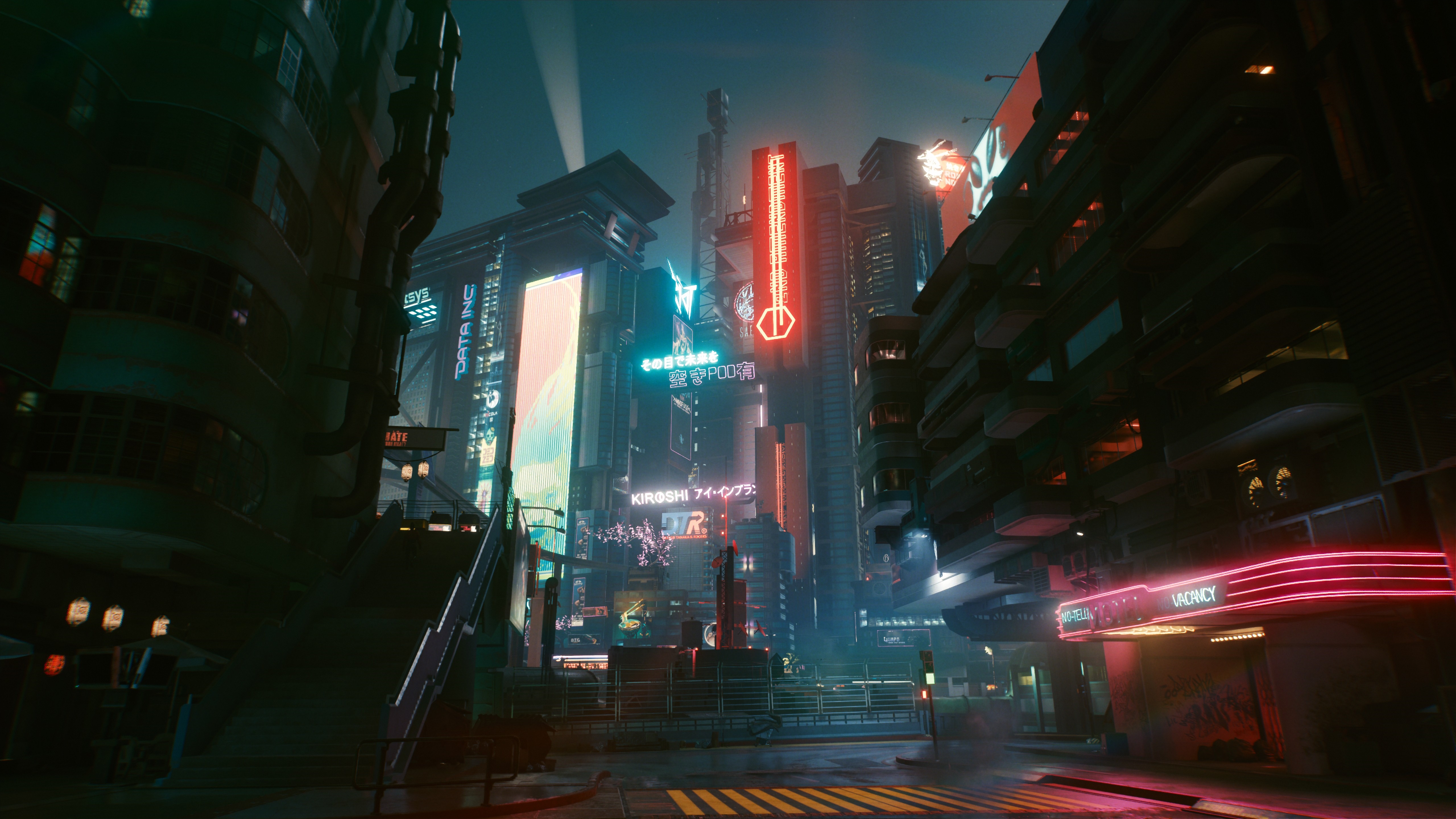 4K Cyberpunk 2077 futuristic city at night HD Wallpaper