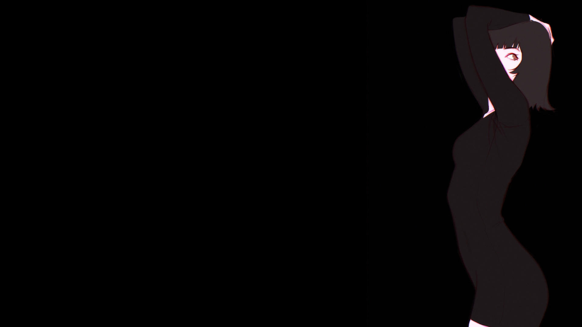 Anime girl in black dress with arms up HD Wallpaper