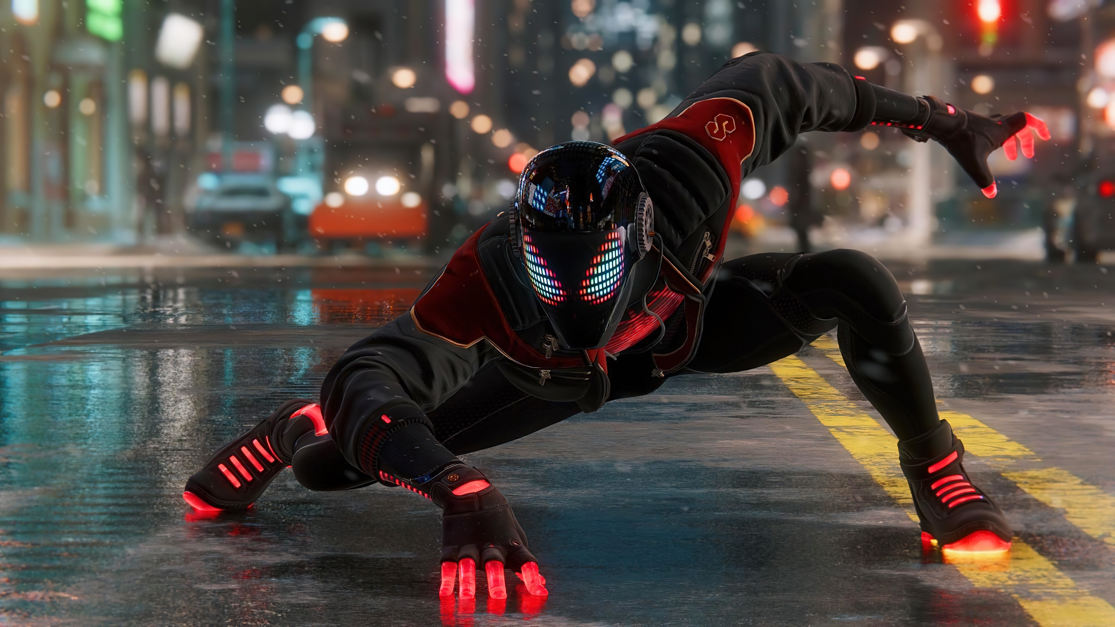 4K Spiderman Miles Morales in a City HD Wallpaper