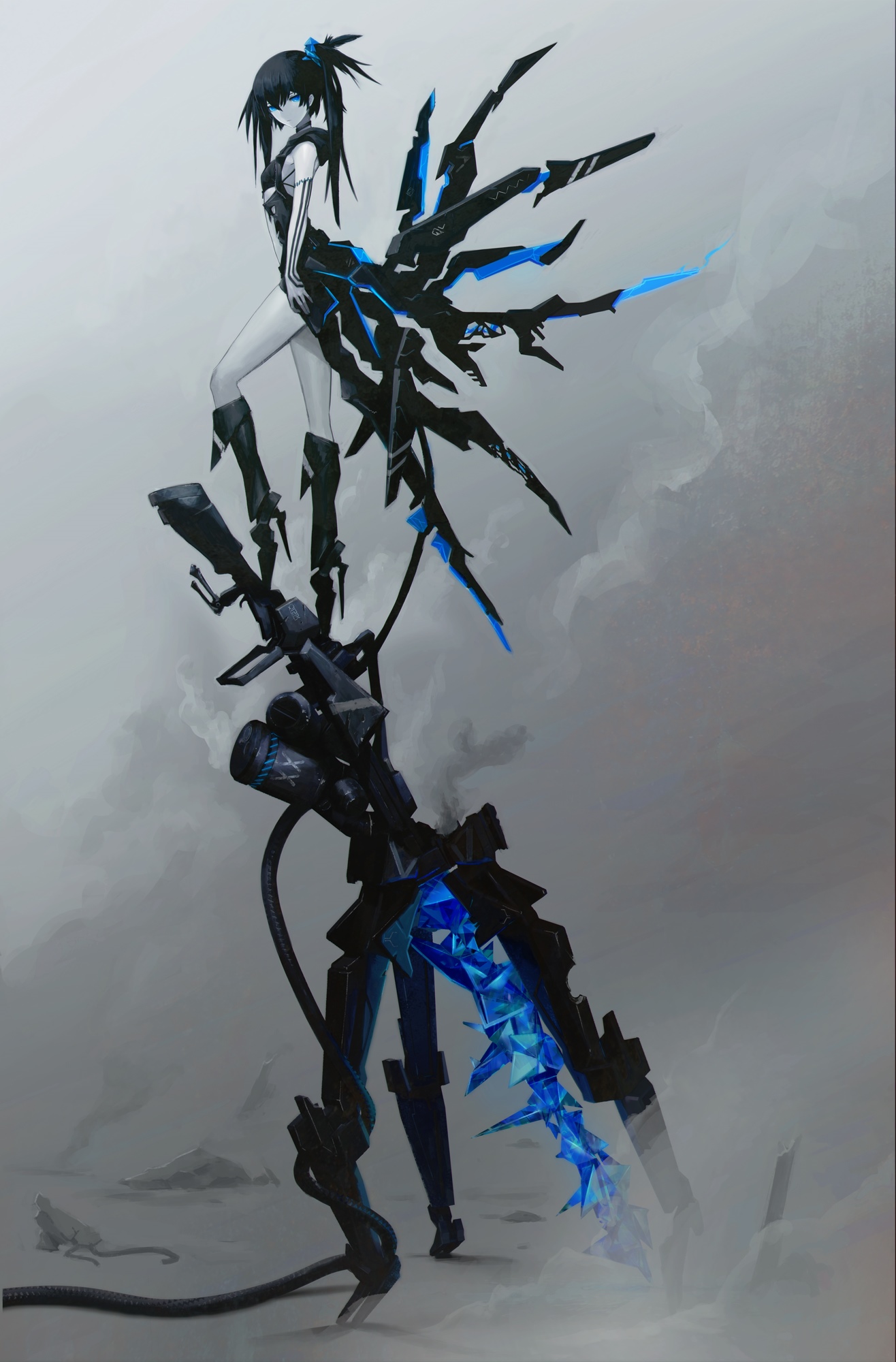 Black Rock Shooter with large weapon HD Phone Wallpaper