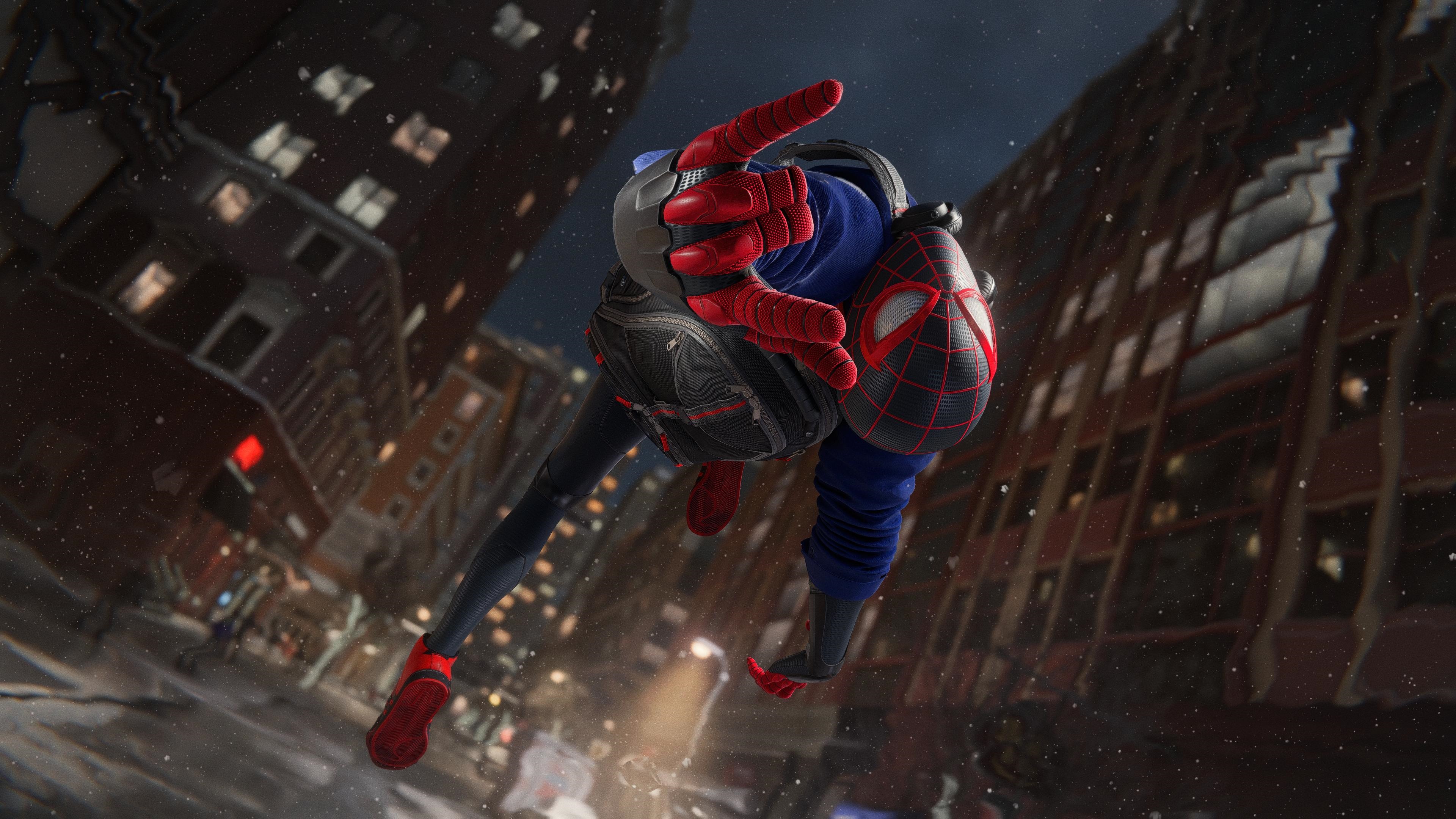 4K Spider-Man Miles Morales in a City HD Wallpaper