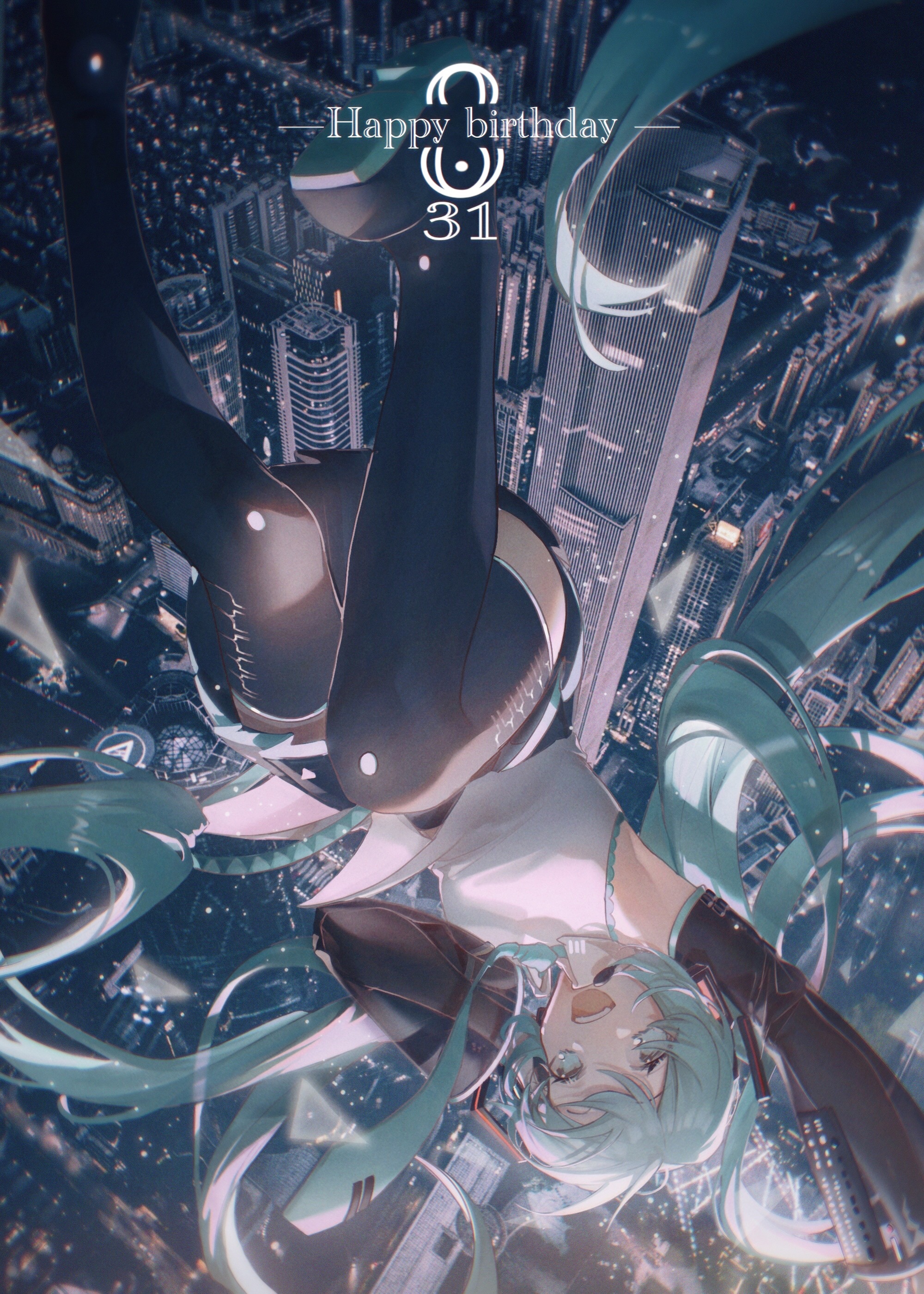 Hatsune Miku Happy Birthday 31 Cityscape HD Phone Wallpaper