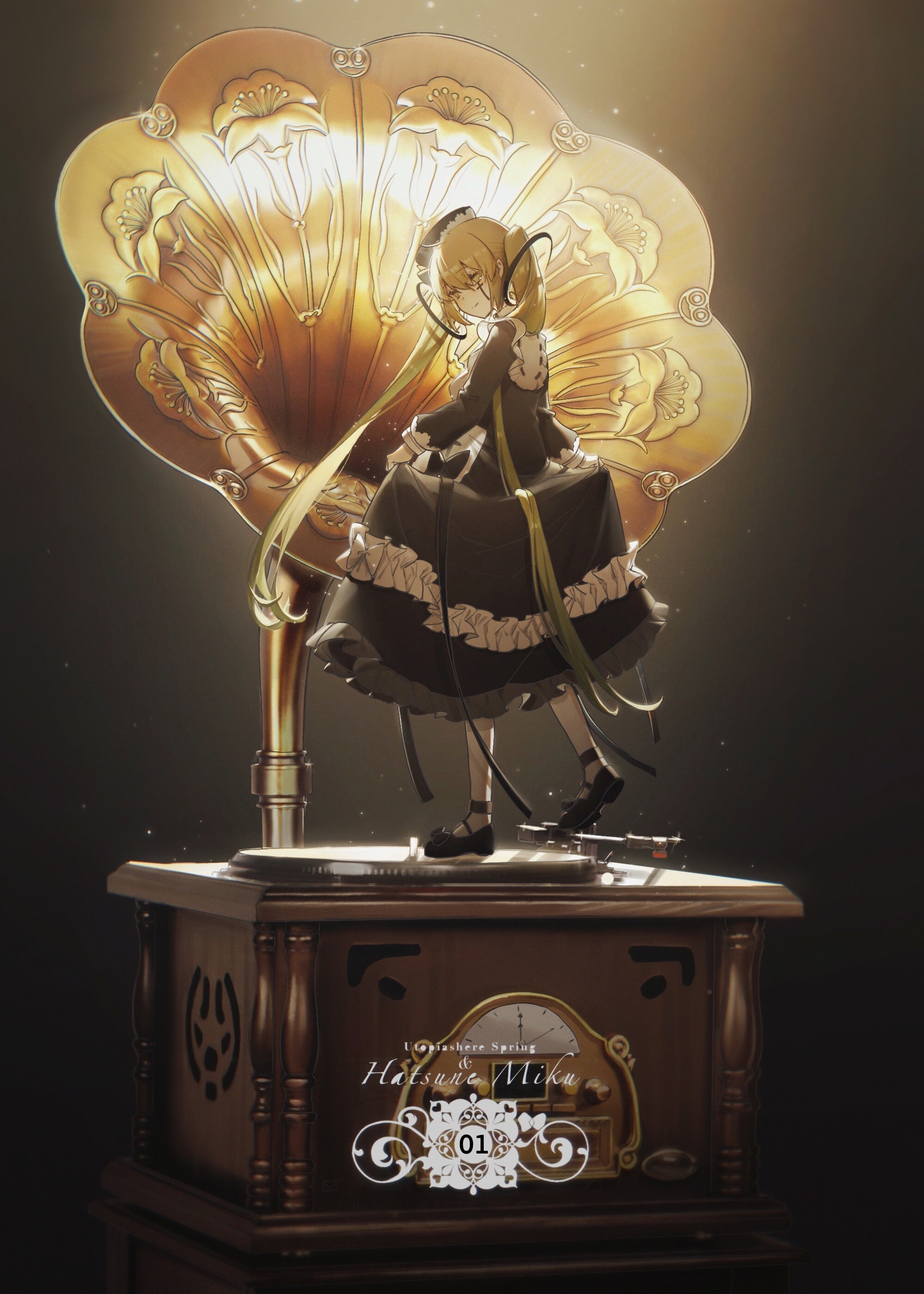 Hatsune Miku and Gramophone HD Phone Wallpaper