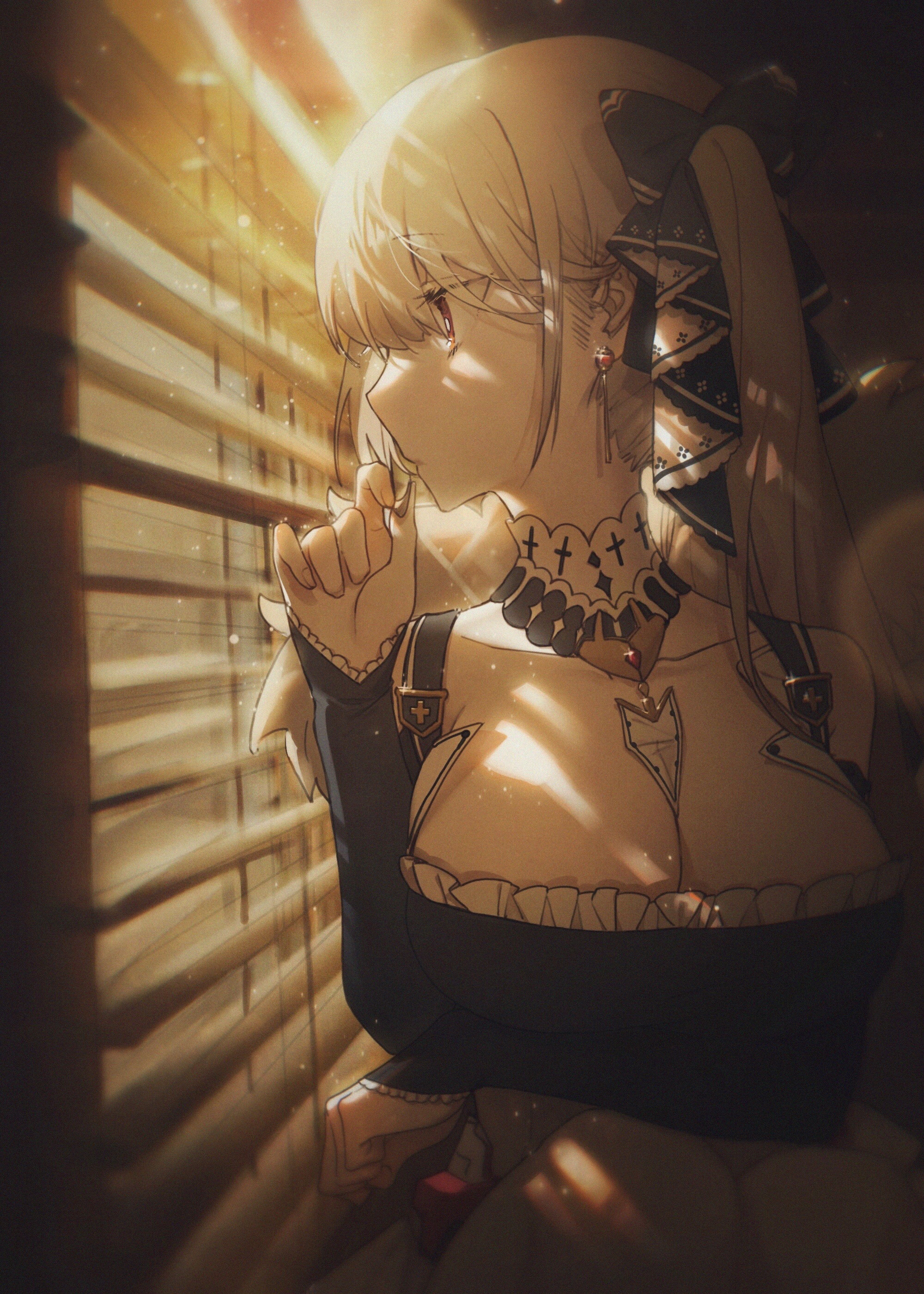 Formidable from Azur Lane looking out window HD Phone Wallpaper