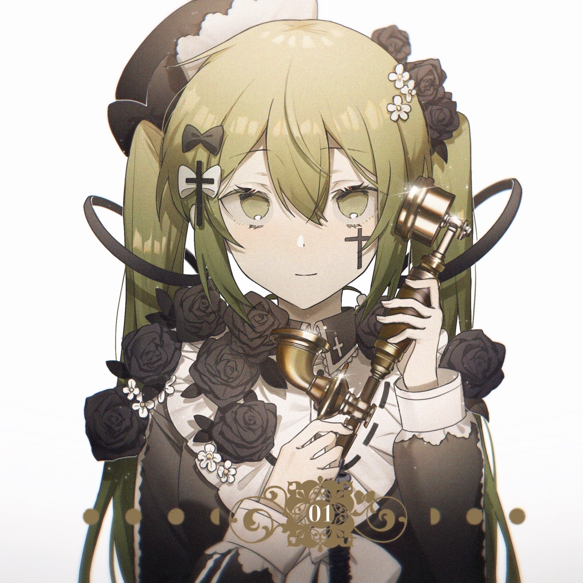 Hatsune Miku with a vintage telephone HD Wallpaper