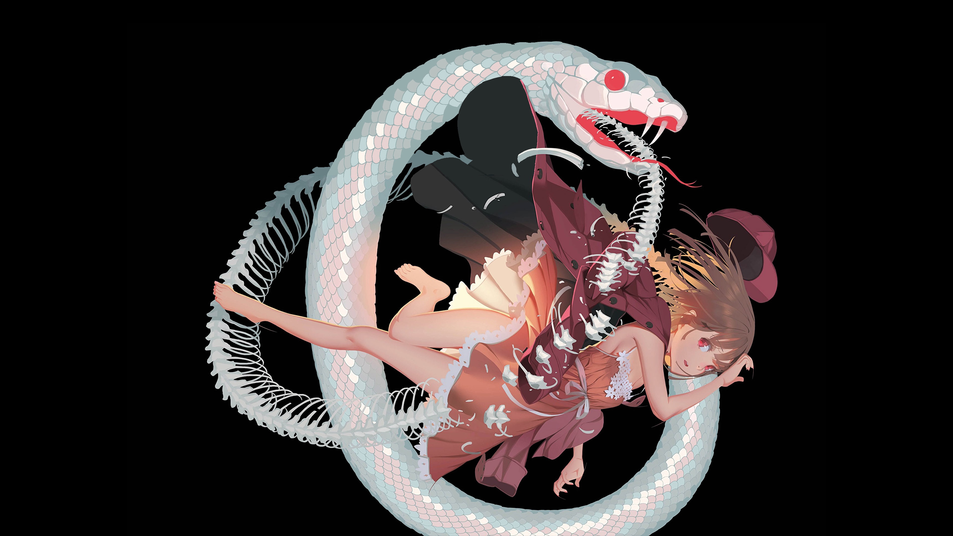 Sengoku Nadeko and snake by vofan HD Wallpaper