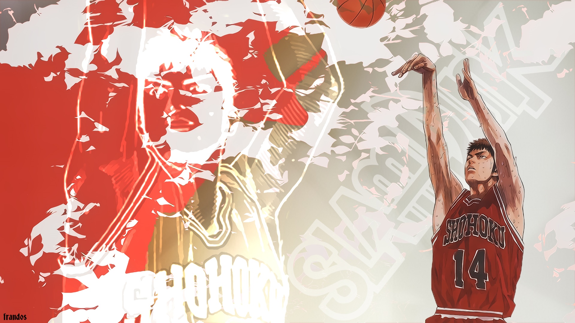 Slam Dunk: Hisashi Mitsui Shooting a Basketball HD Wallpaper