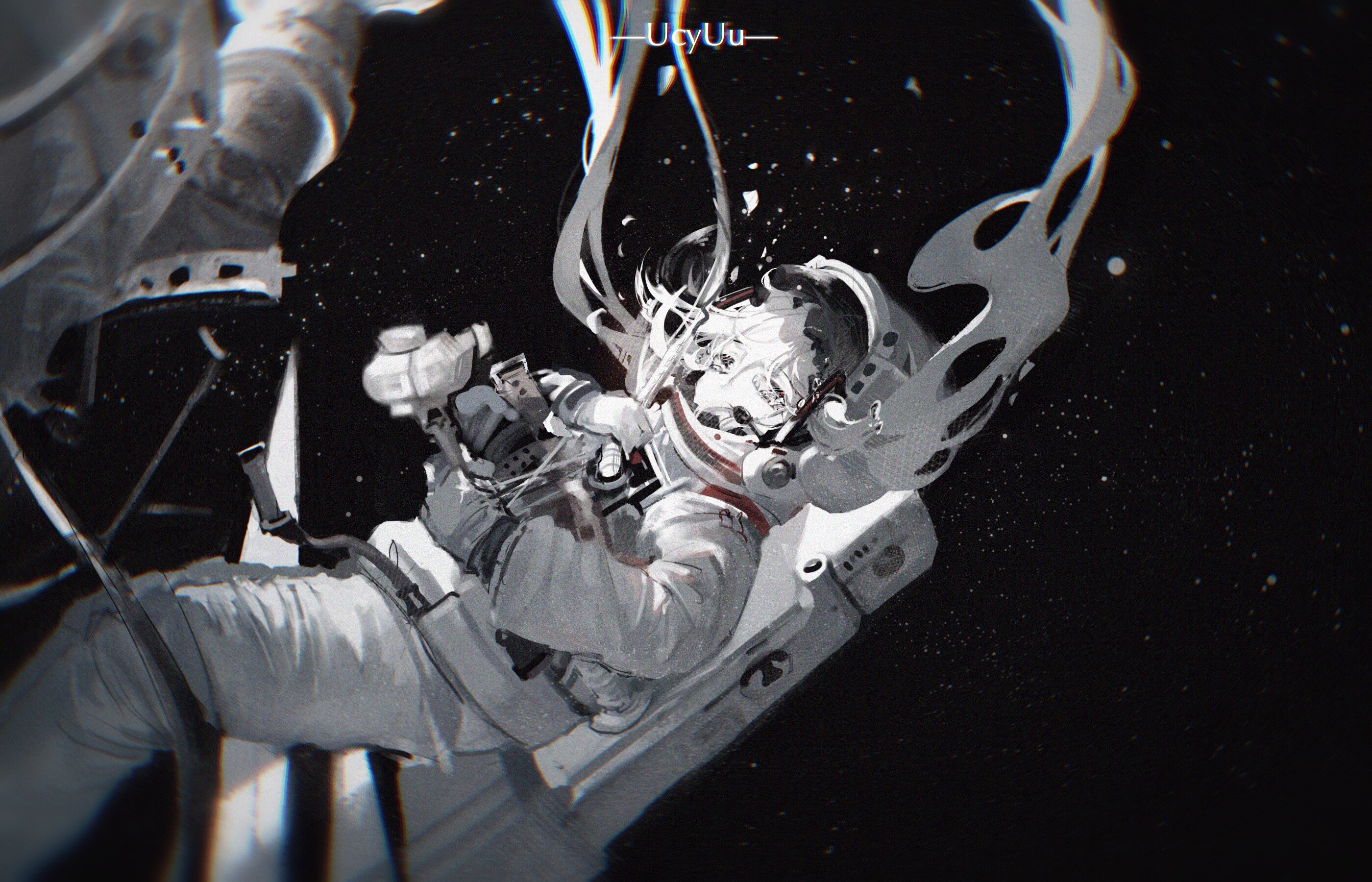 Hatsune Miku as an astronaut in space HD Wallpaper