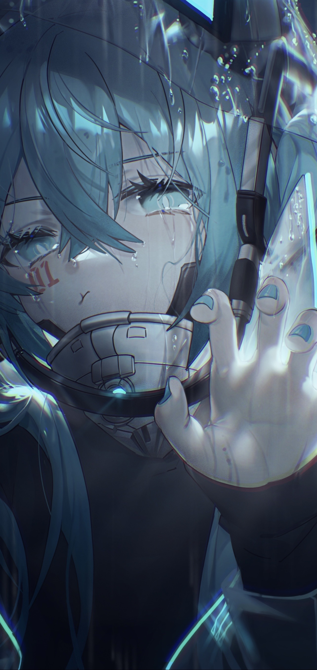 Hatsune Miku crying in the rain HD Phone Wallpaper