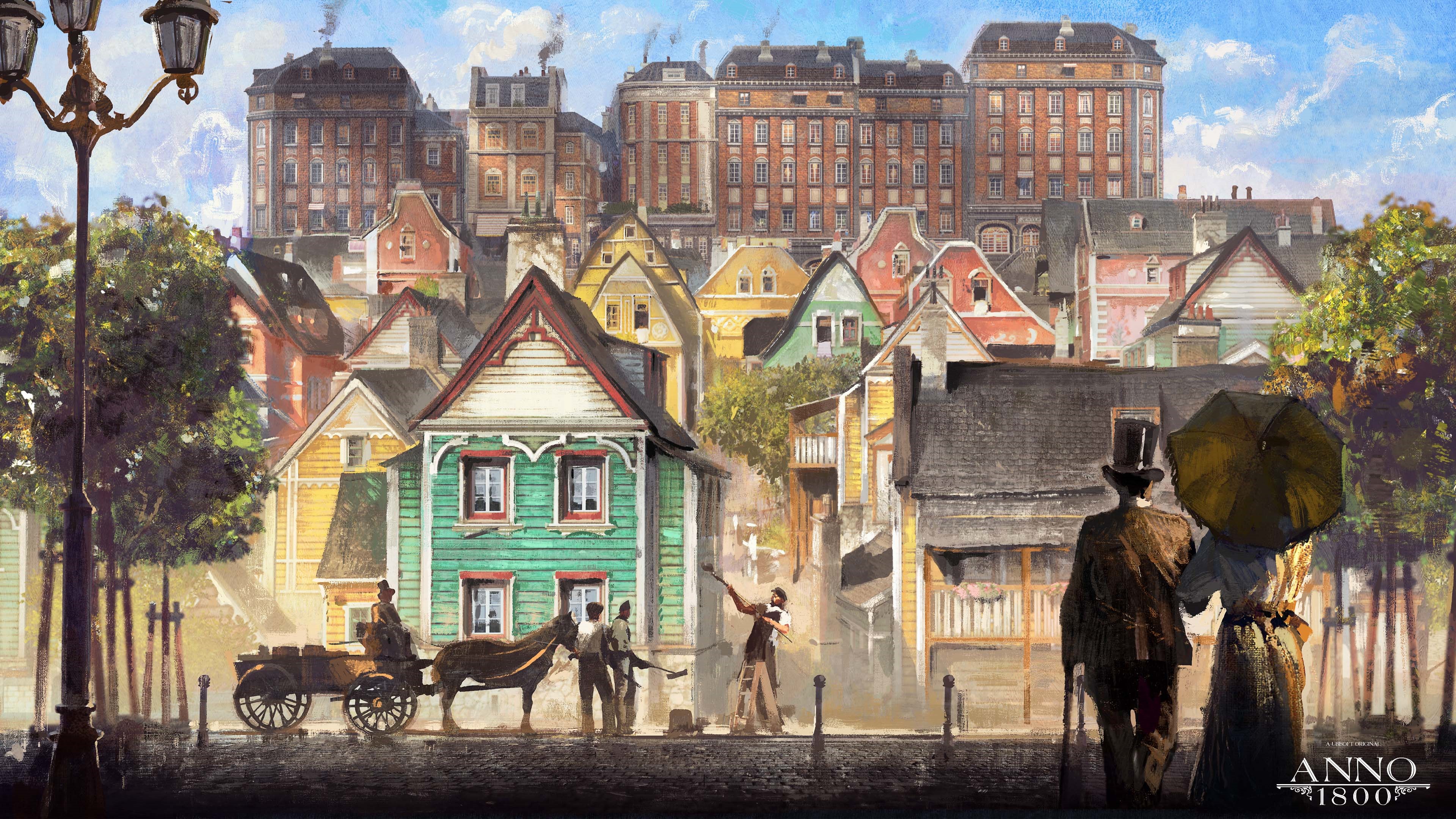 4K Anno 1800 Cityscape with Colorful Houses HD Wallpaper