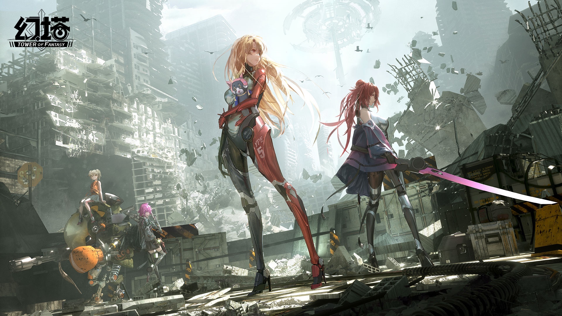 Tower of Fantasy: Nemesis and companions in ruins HD Wallpaper