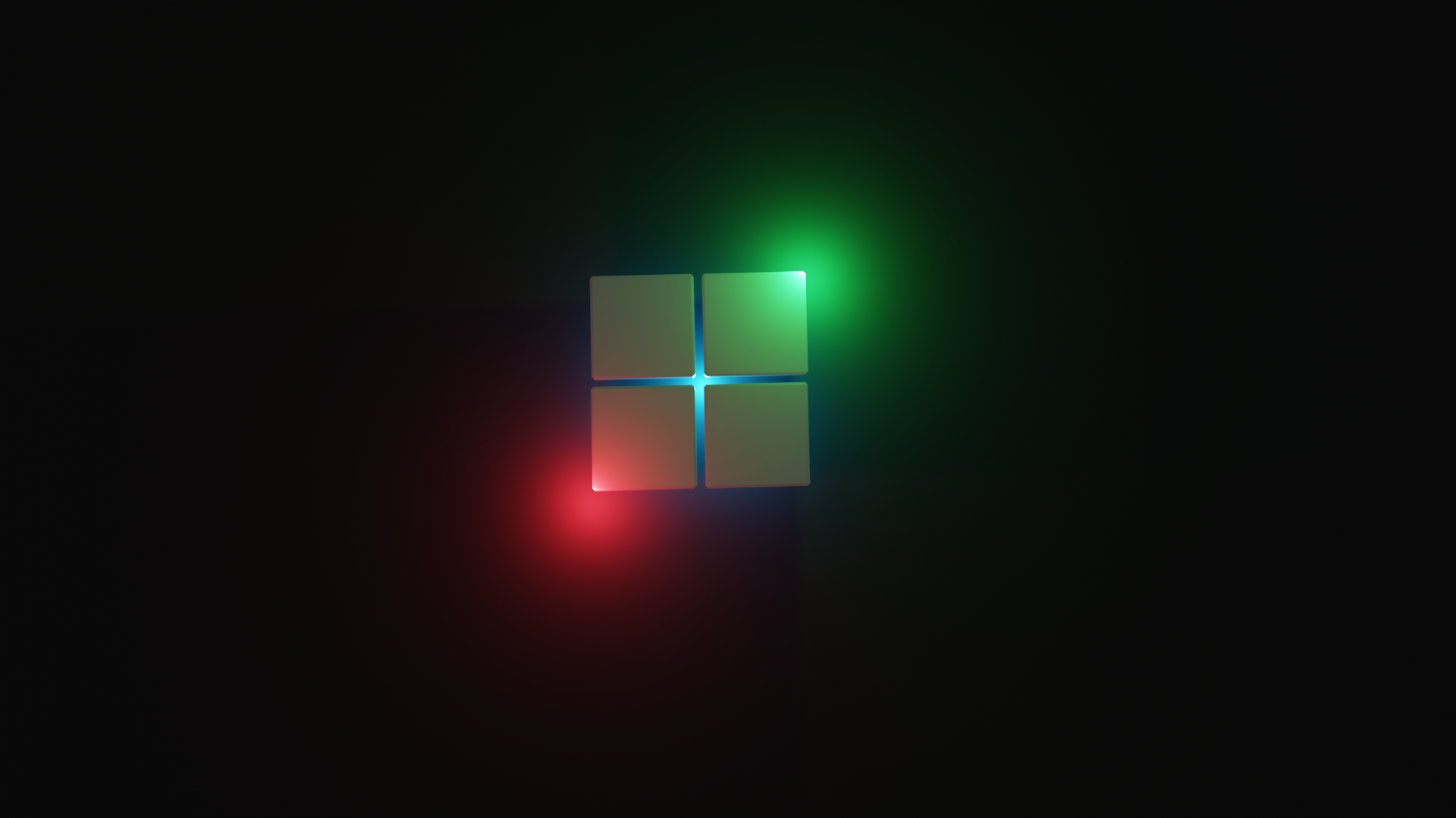 Windows 11 logo with red and green lights HD Wallpaper