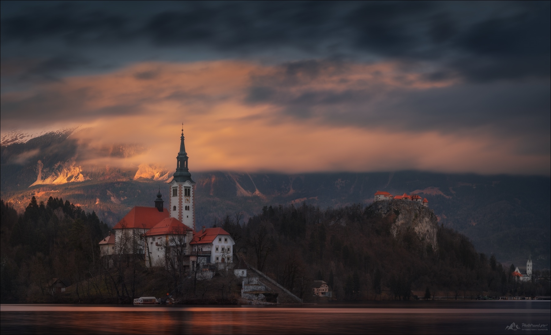 Lake Bled with Church and Castle in Slovenia at Sunset HD Wallpaper