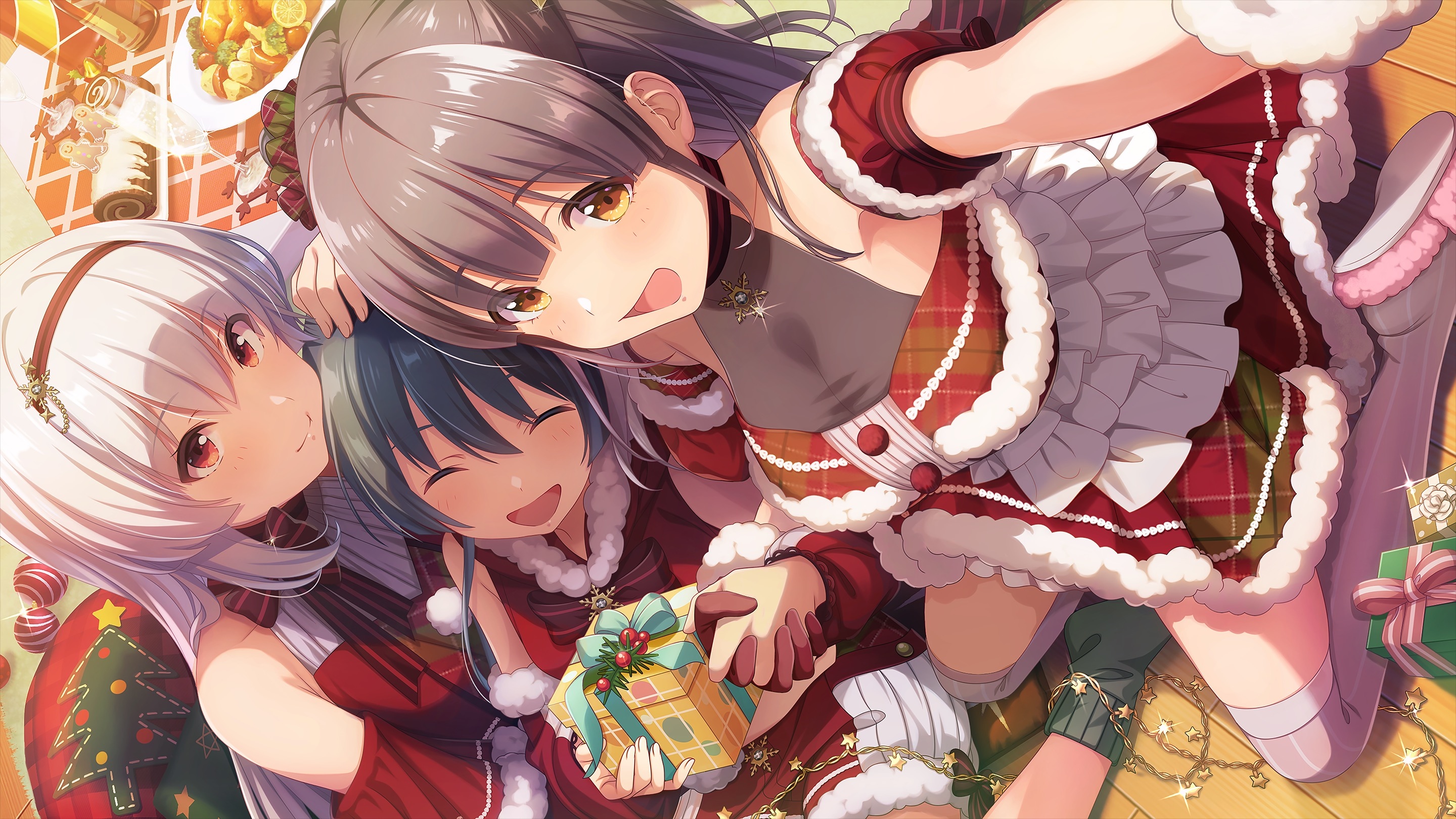 Idoly Pride: Sakura Koharu and friends in Christmas outfits HD Wallpaper