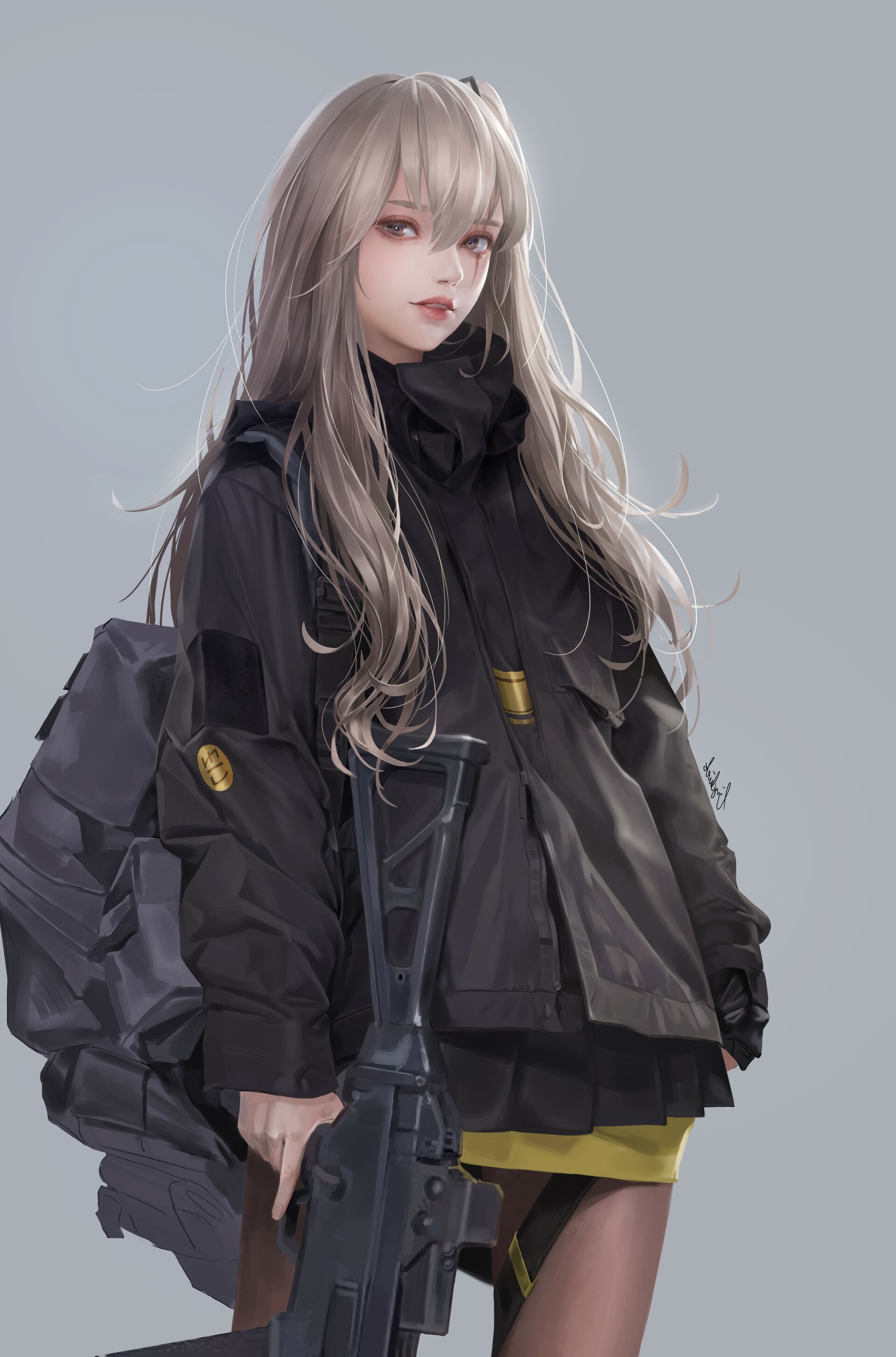 UMP45 from Girls Frontline with a weapon HD Phone Wallpaper