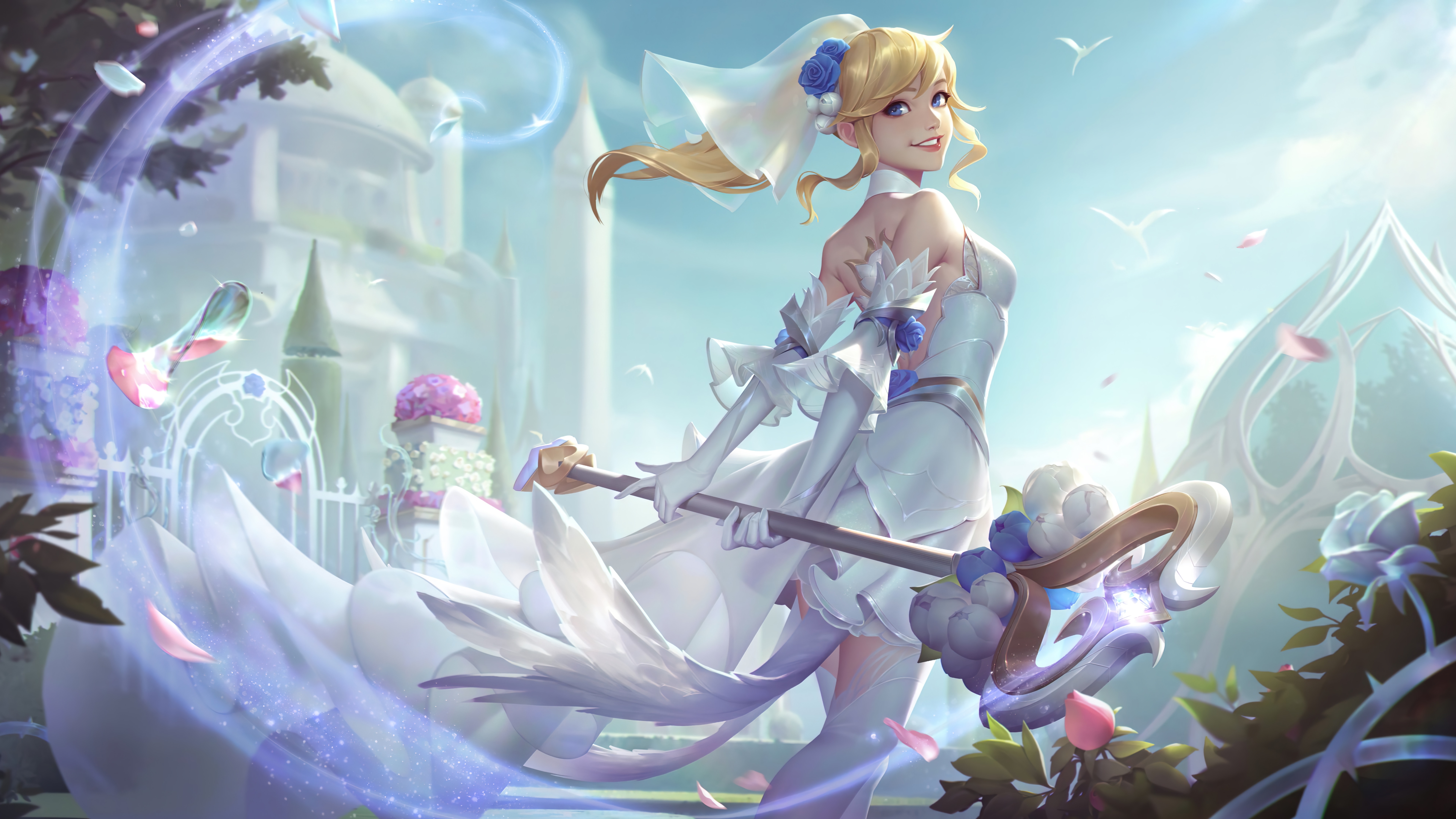 Lux in a Wedding Dress Holding a Staff HD Wallpaper