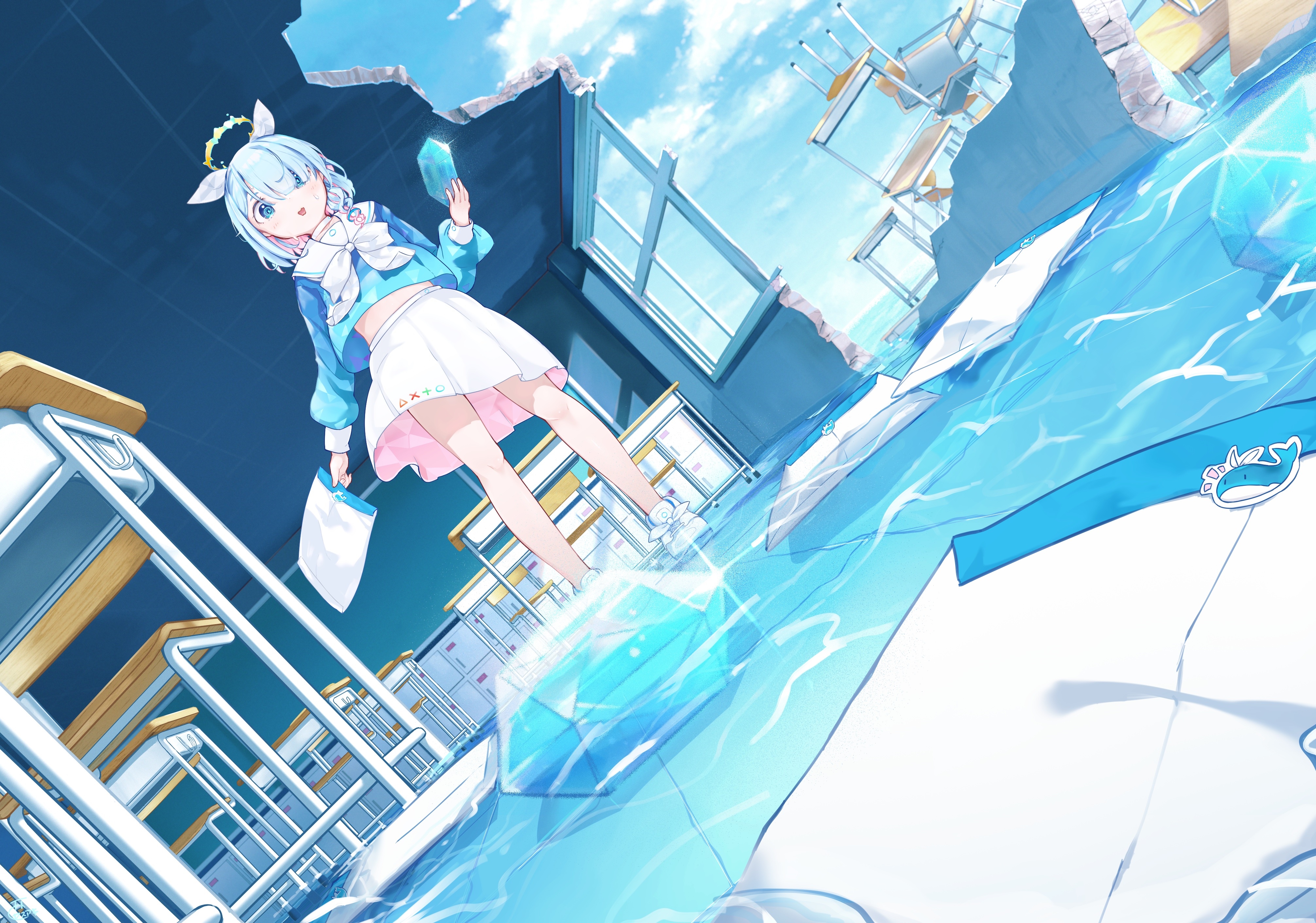 4K Blue Archive: Girl in Flooded Classroom HD Wallpaper
