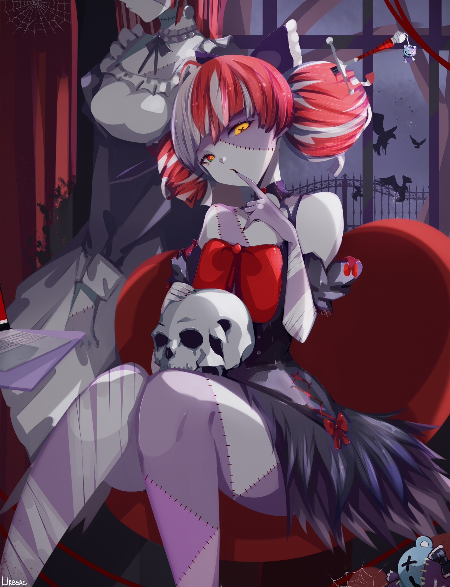 Kureiji Ollie with a Skull HD Phone Wallpaper