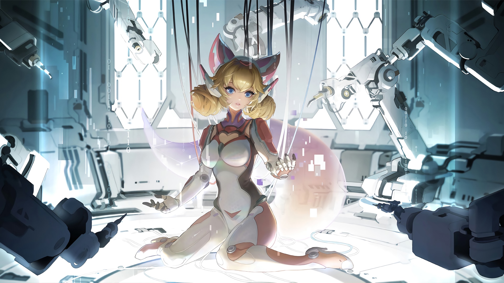 Honor of Kings character with cat ears in a lab HD Wallpaper